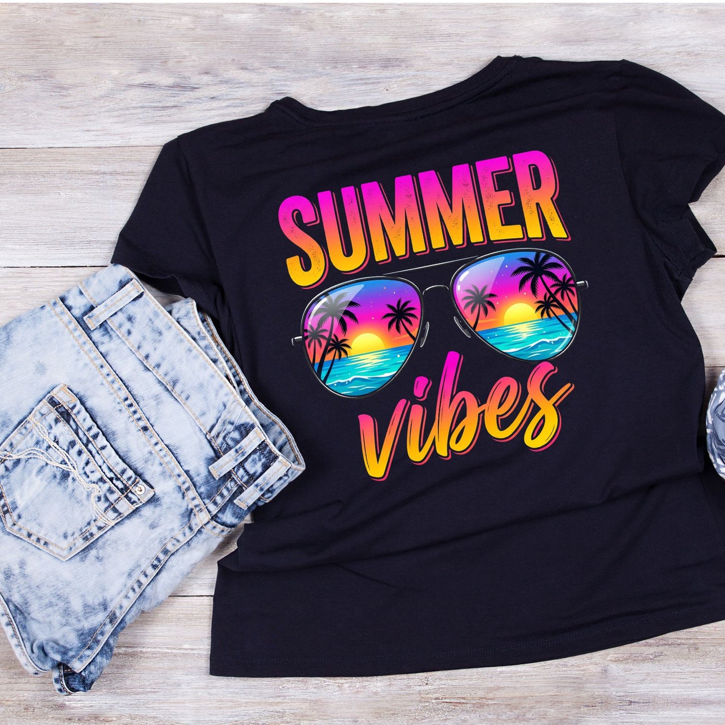Summer Vibes Bright Sunglasses T-Shirt | Summer Graphic Tee | Beach Shirt