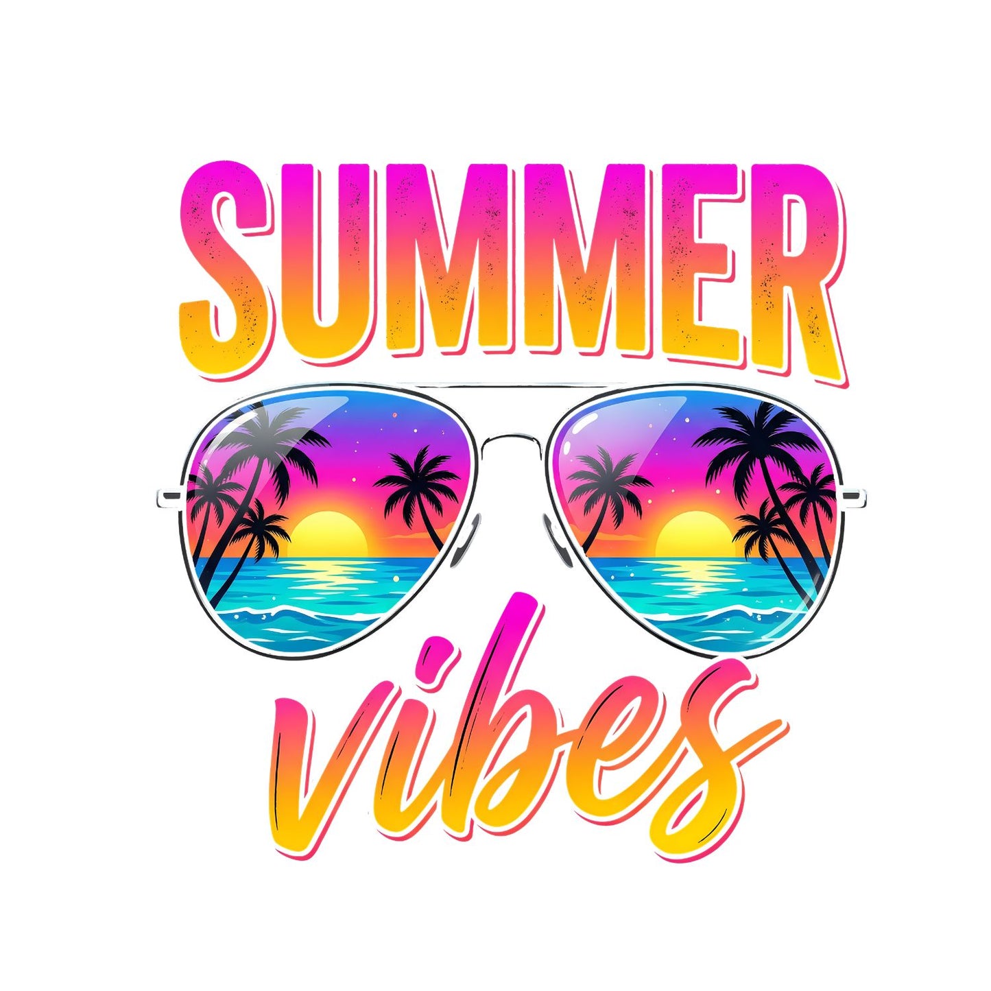 Summer Vibes Bright Sunglasses T-Shirt | Summer Graphic Tee | Beach Shirt