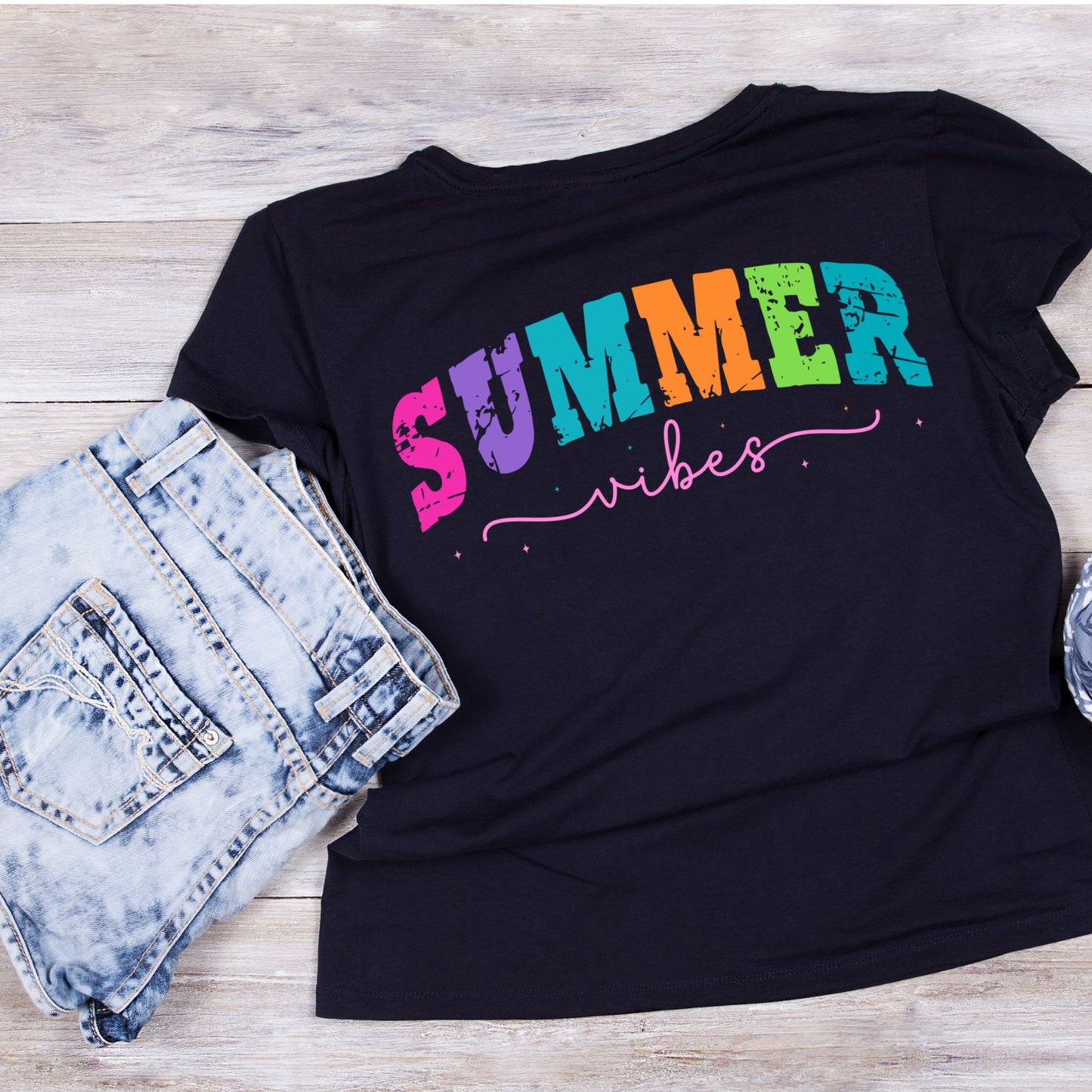 Summer Vibes Varsity Style T-Shirt | Summer Graphic Tee | Beach Shirt