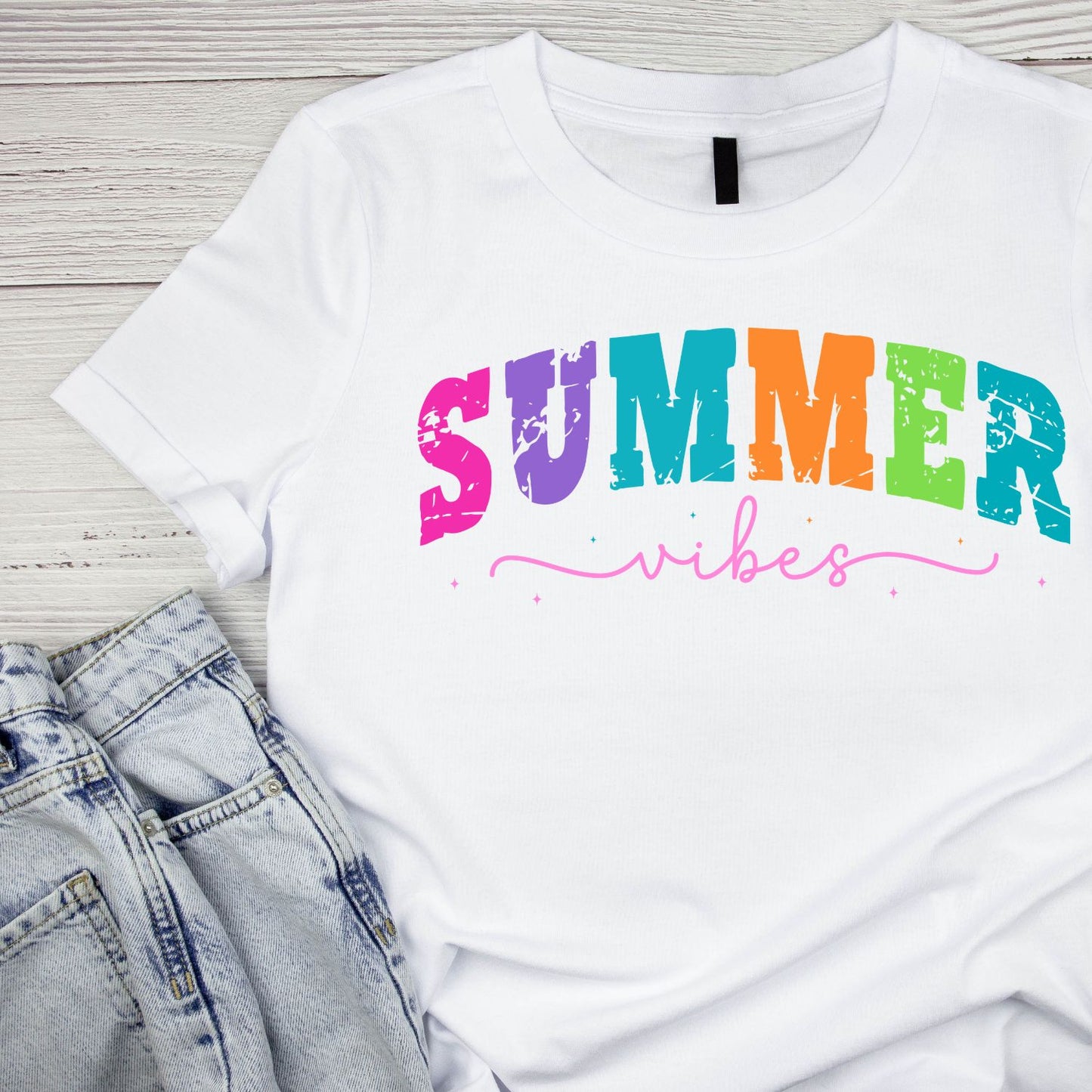 Summer Vibes Varsity Style T-Shirt | Summer Graphic Tee | Beach Shirt
