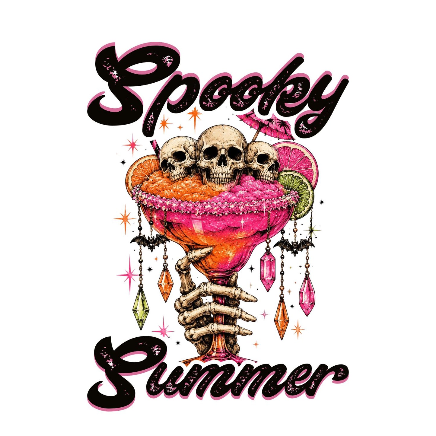 Spooky Summer Skeleton Cocktail T-Shirt | Summer Graphic Tee | Beach Shirt