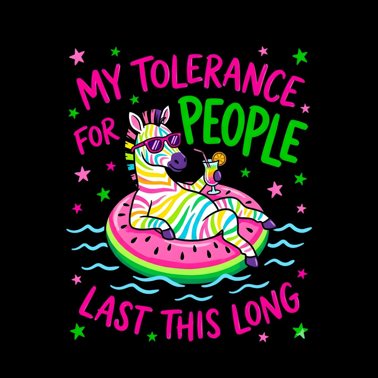 My Tolerance For People Last This Long Zebra T-Shirt | Sarcasm Graphic Tee | Summer Shirt