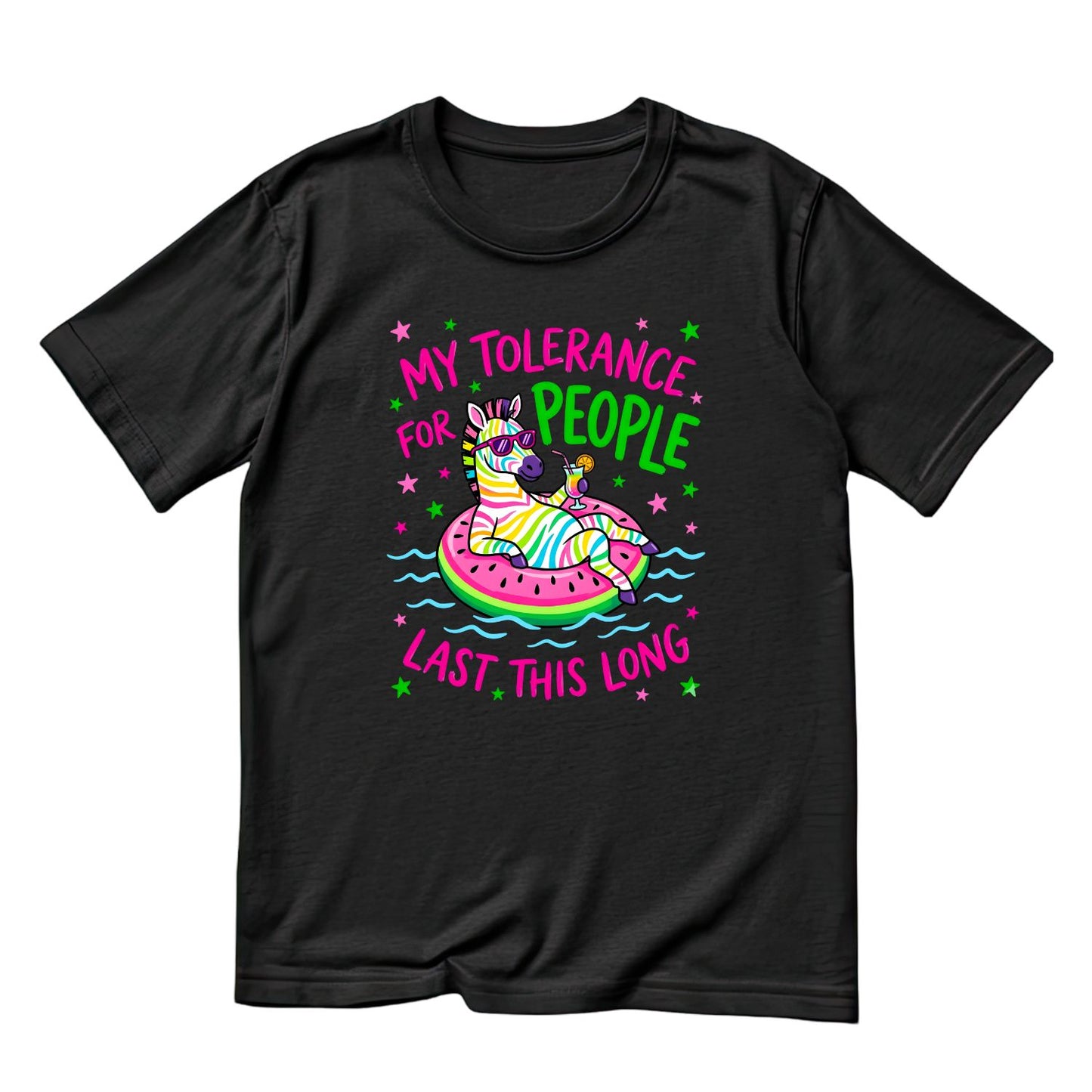 My Tolerance For People Last This Long Zebra T-Shirt | Sarcasm Graphic Tee | Summer Shirt