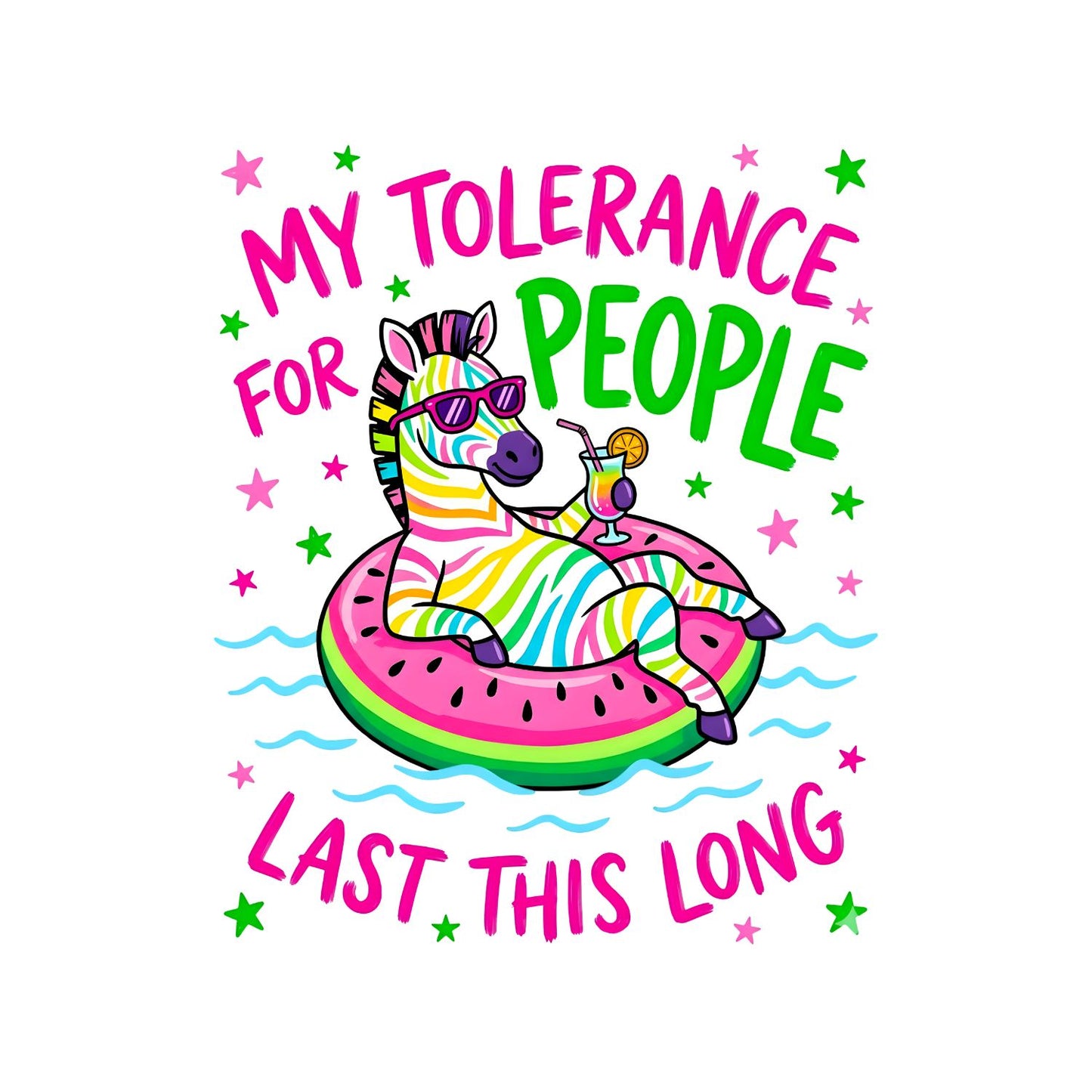 My Tolerance For People Last This Long Zebra T-Shirt | Sarcasm Graphic Tee | Summer Shirt