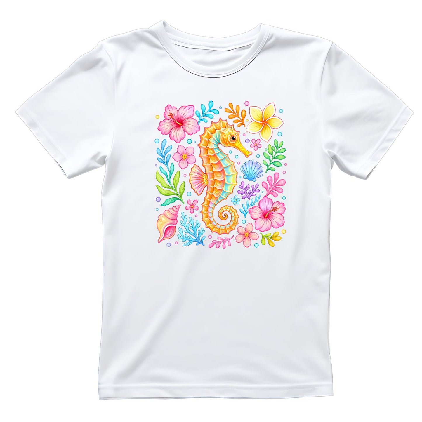 Seahorse Floral T-Shirt | Summer Graphic Tee | Beach Shirt