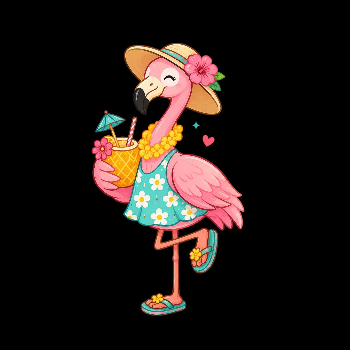 Cocktail Drinking Flamingo T-Shirt | Summer Graphic Tee | Beach Shirt