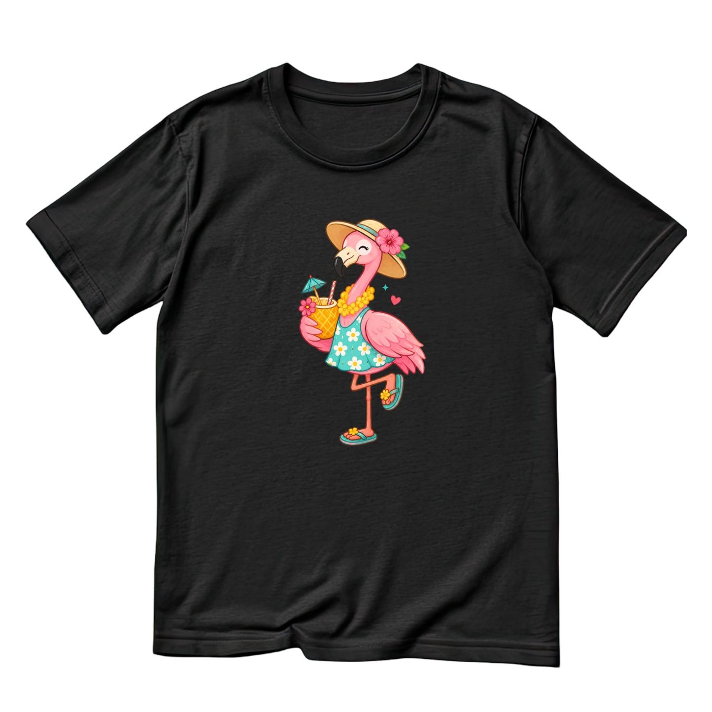 Cocktail Drinking Flamingo T-Shirt | Summer Graphic Tee | Beach Shirt