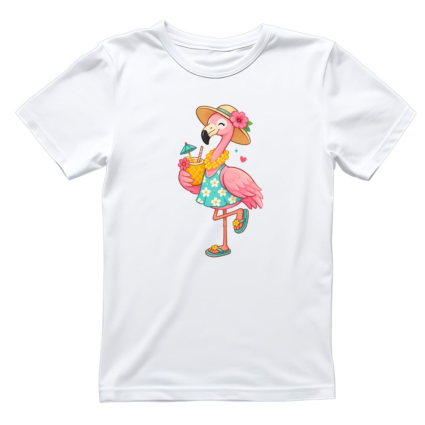 Cocktail Drinking Flamingo T-Shirt | Summer Graphic Tee | Beach Shirt
