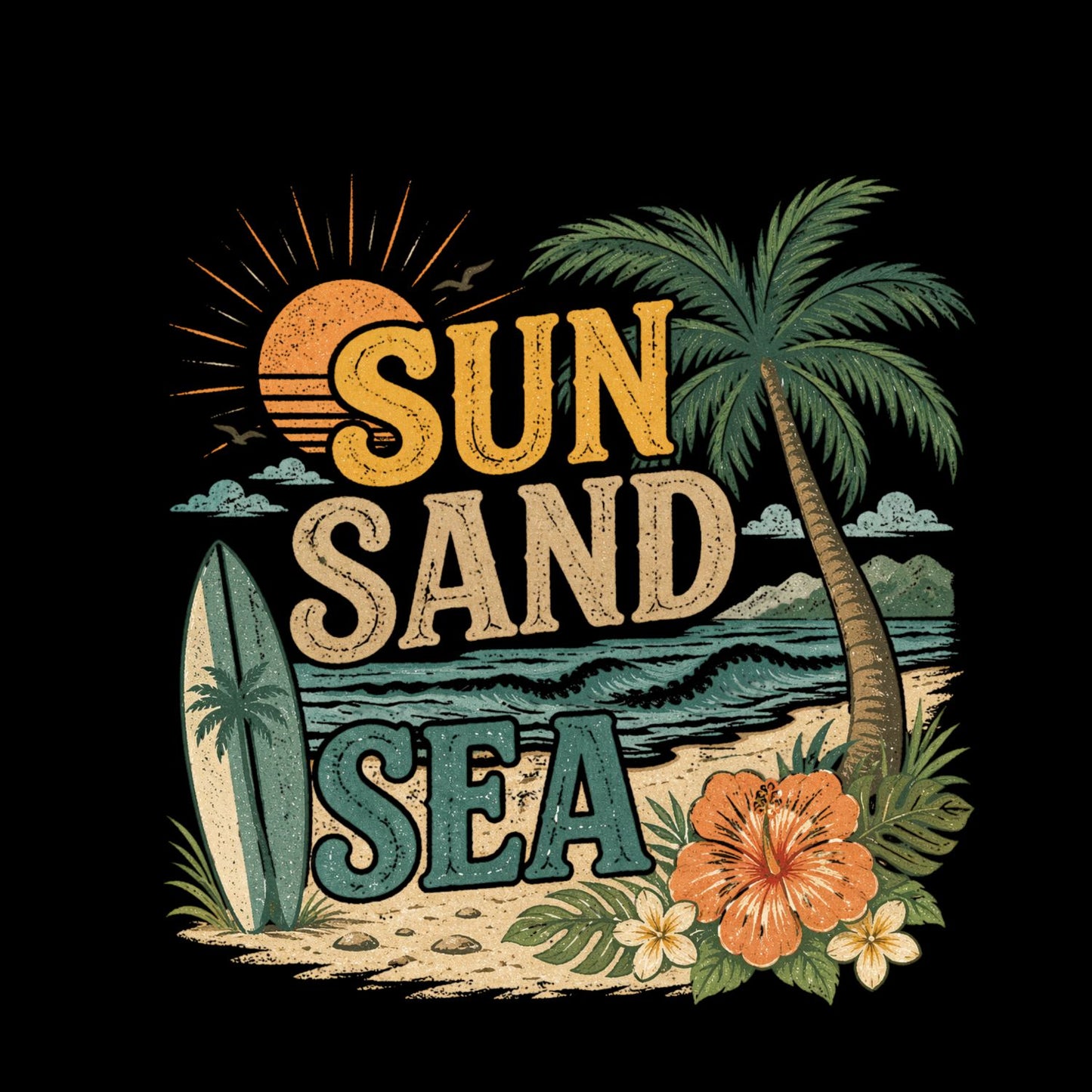 Sun Sand Sea T-Shirt | Summer Graphic Tee | Beach Shirt