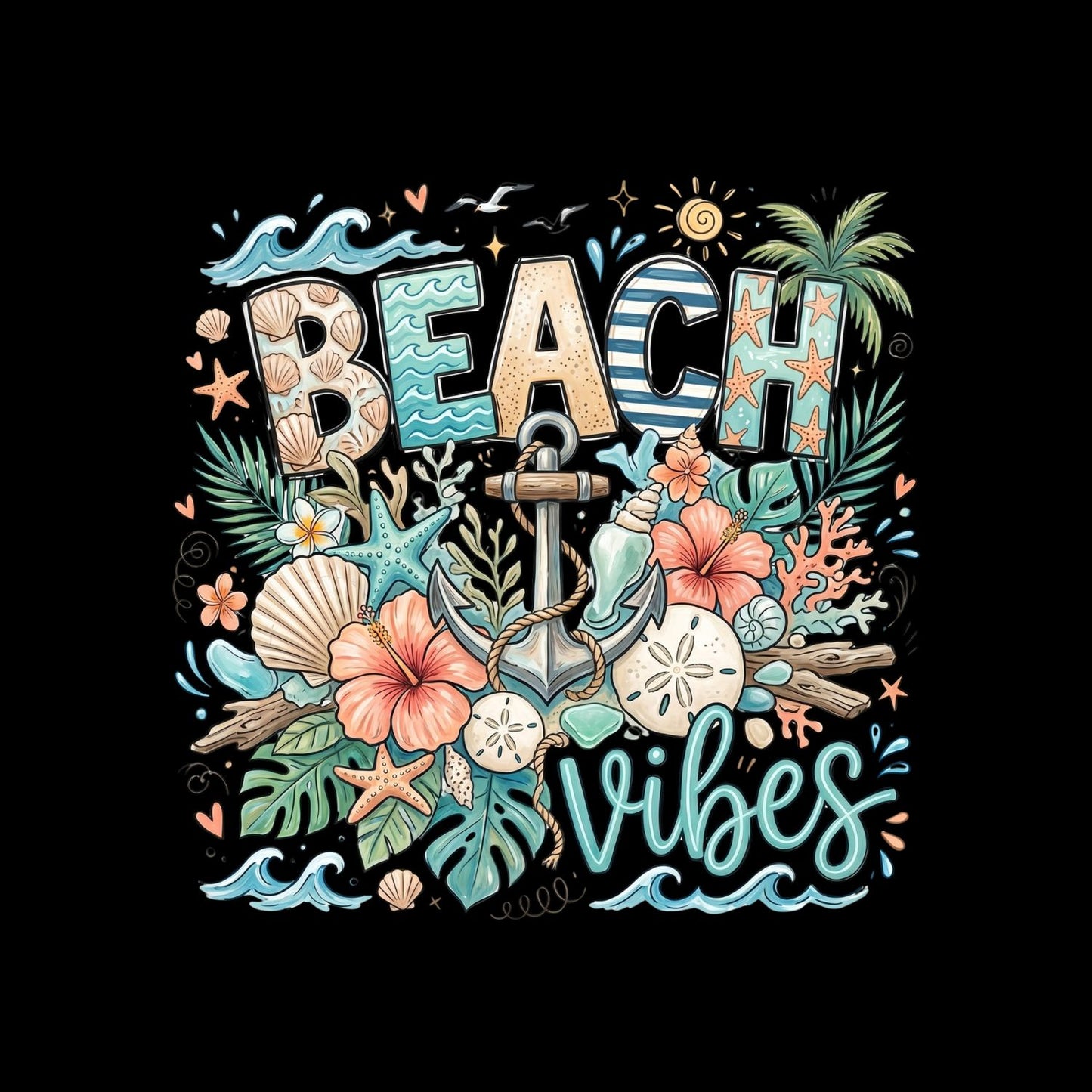Beach Vibes Anchor T-Shirt | Summer Graphic Tee | Beach Shirt