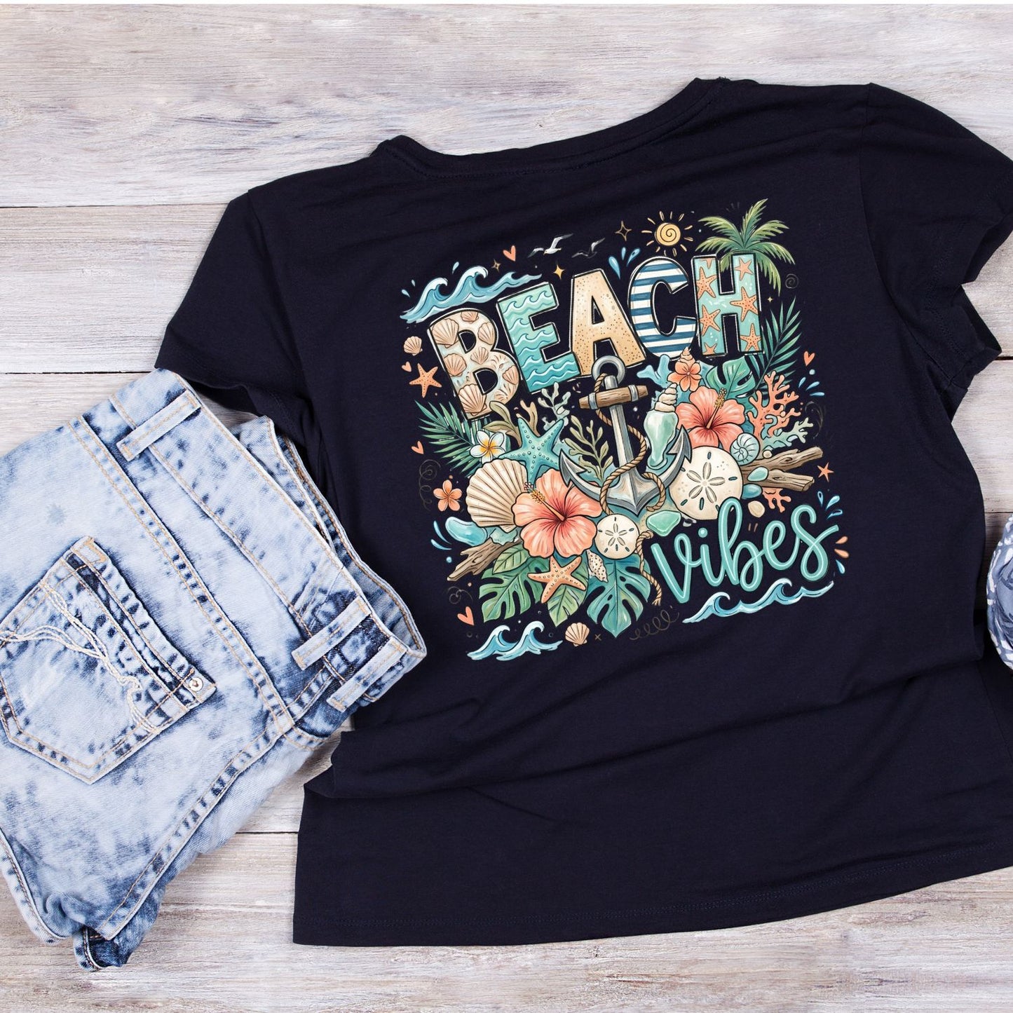 Beach Vibes Anchor T-Shirt | Summer Graphic Tee | Beach Shirt