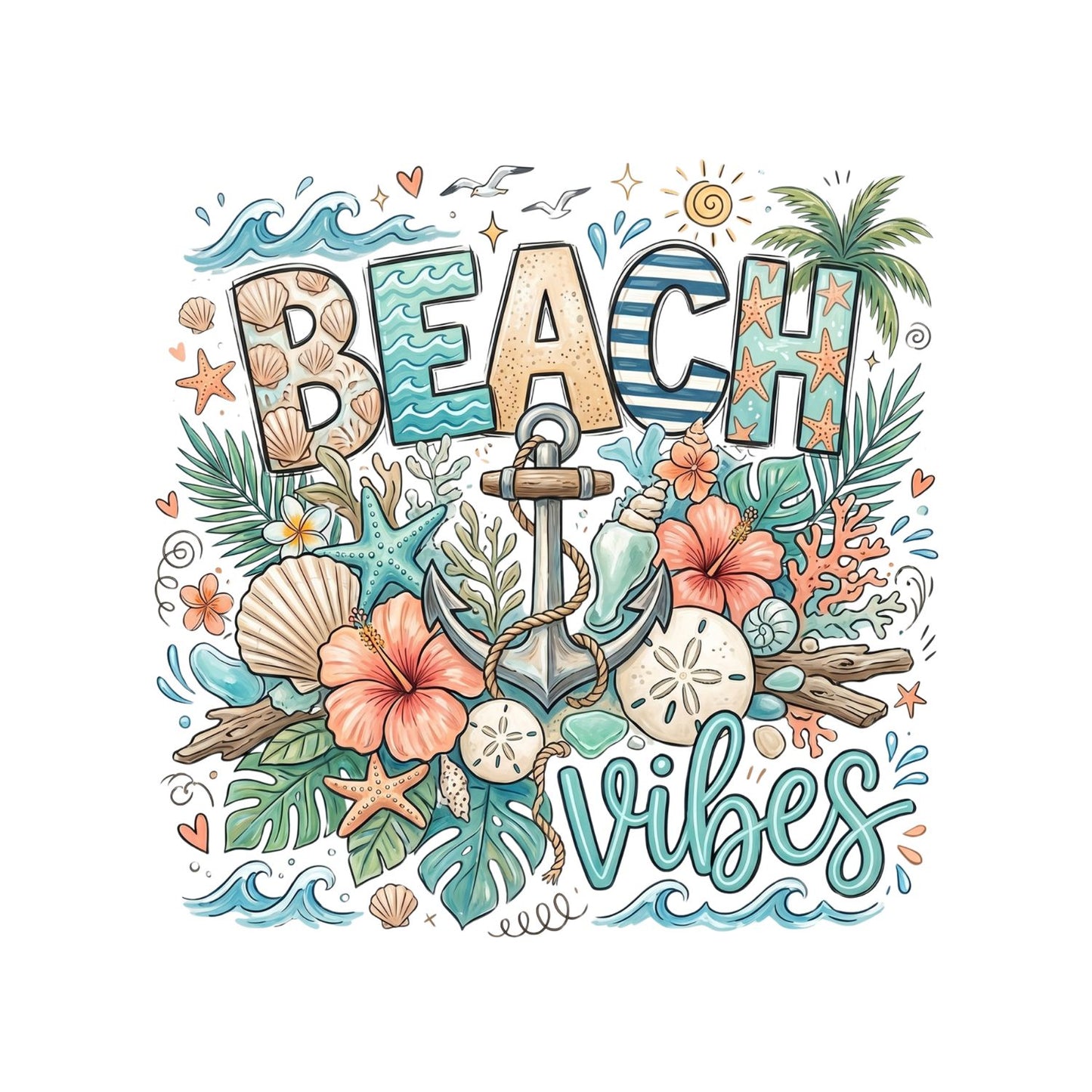 Beach Vibes Anchor T-Shirt | Summer Graphic Tee | Beach Shirt