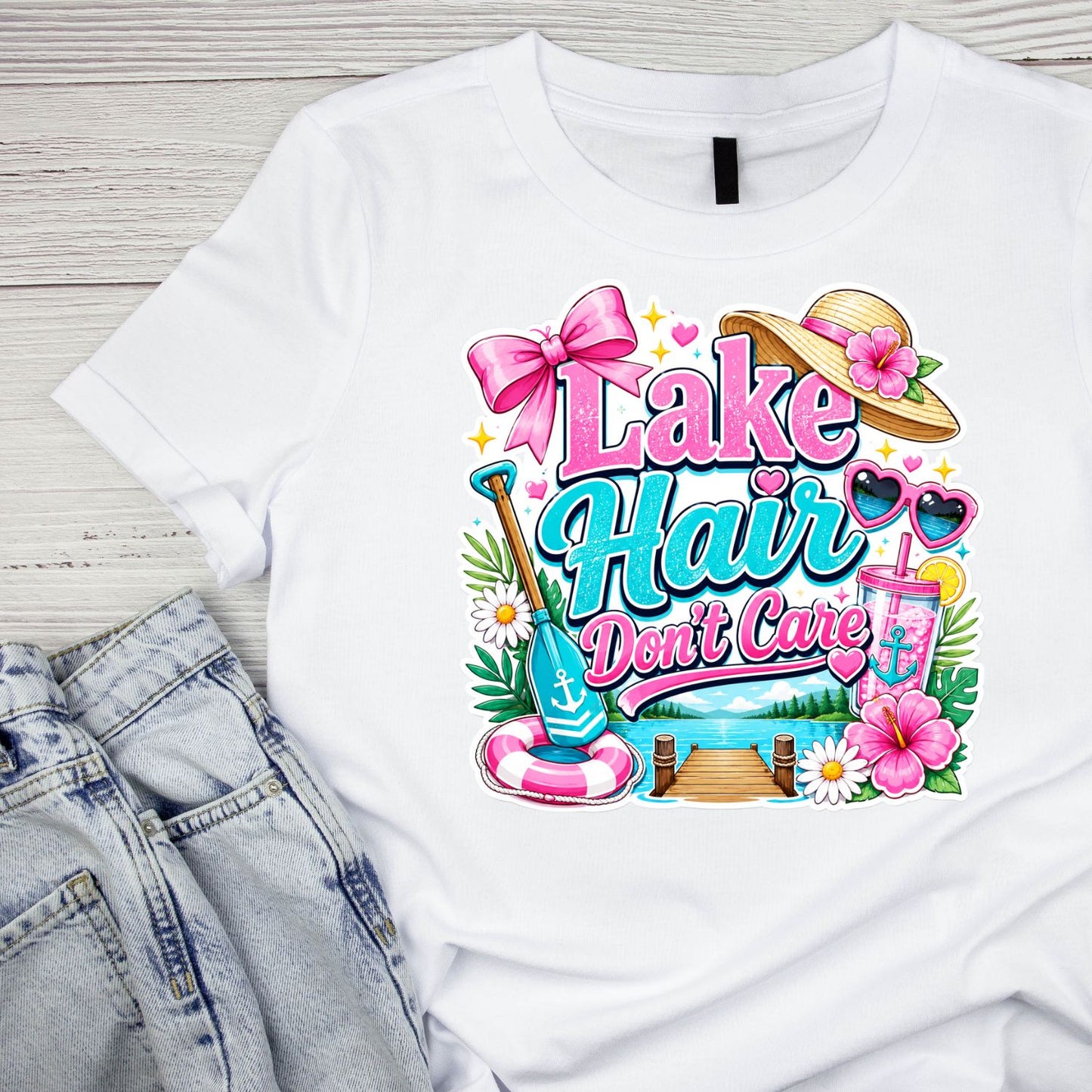 Lake Hair Don’t Care T-Shirt | Summer Graphic Tee | Beach Shirt