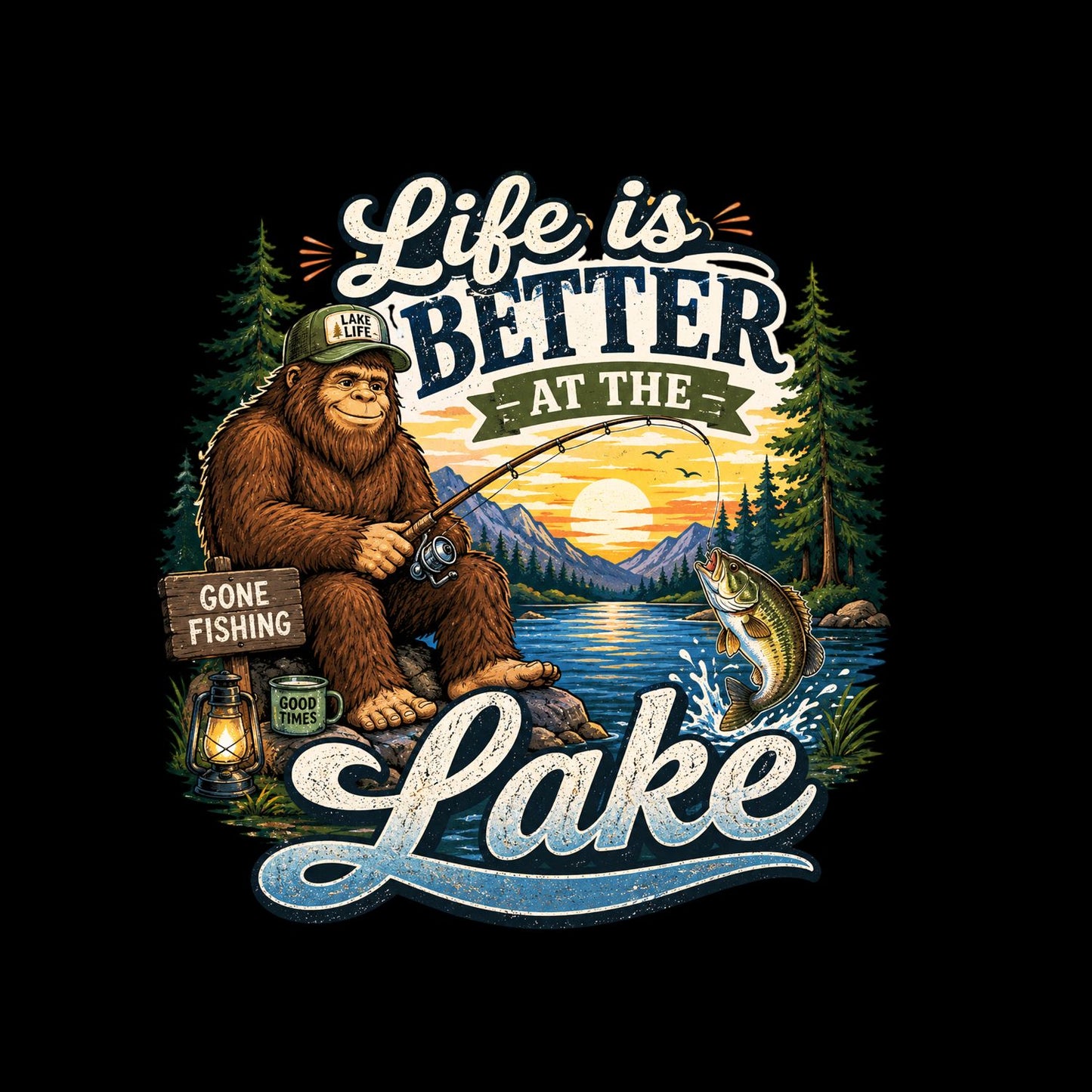 Life Is Better At The Lake Sasquatch T-Shirt | Summer Graphic Tee | Beach Shirt