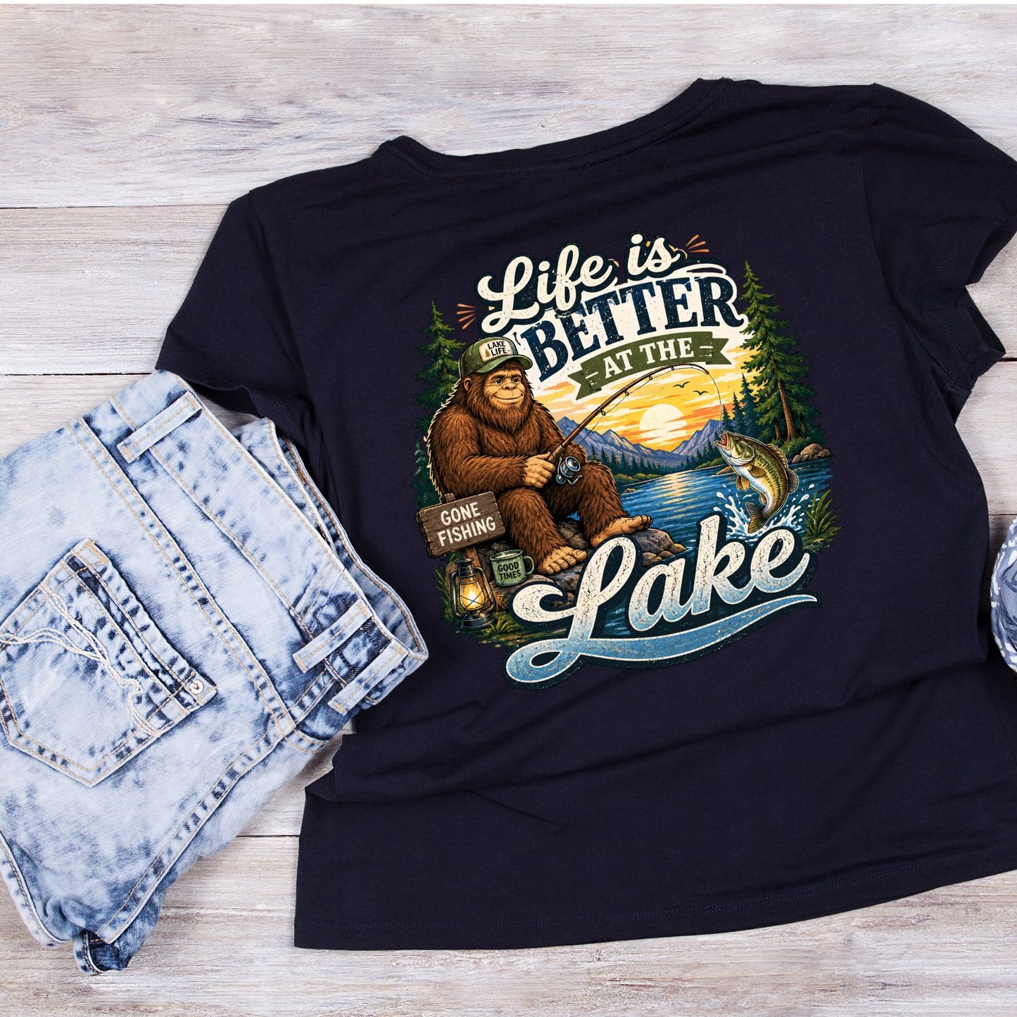 Life Is Better At The Lake Sasquatch T-Shirt | Summer Graphic Tee | Beach Shirt