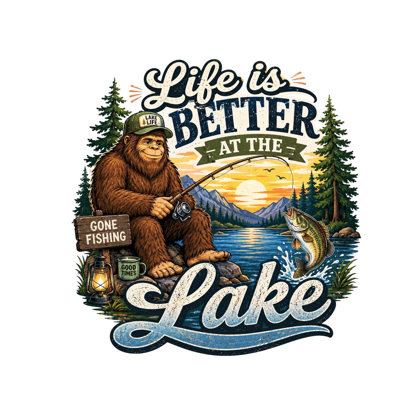 Life Is Better At The Lake Sasquatch T-Shirt | Summer Graphic Tee | Beach Shirt