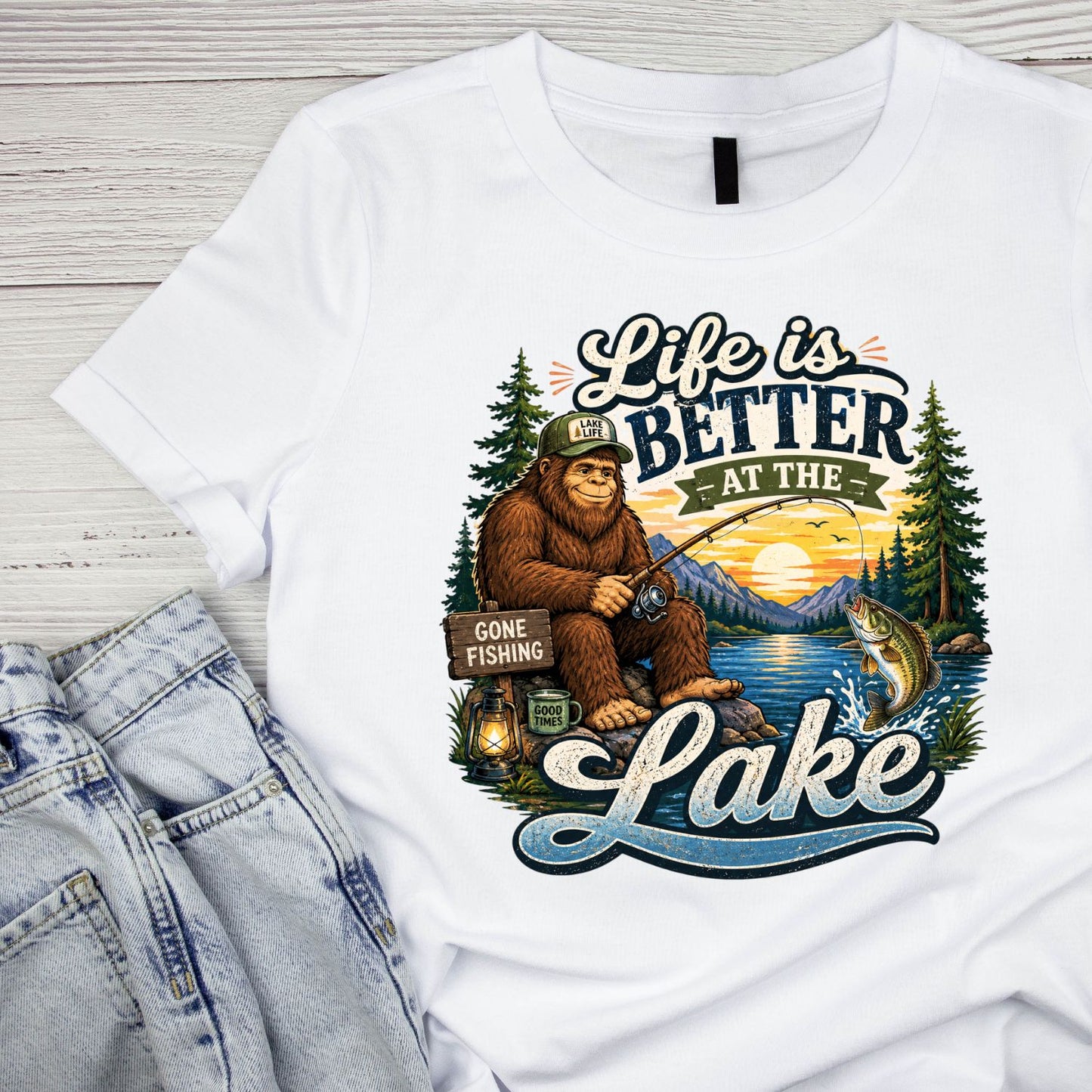 Life Is Better At The Lake Sasquatch T-Shirt | Summer Graphic Tee | Beach Shirt