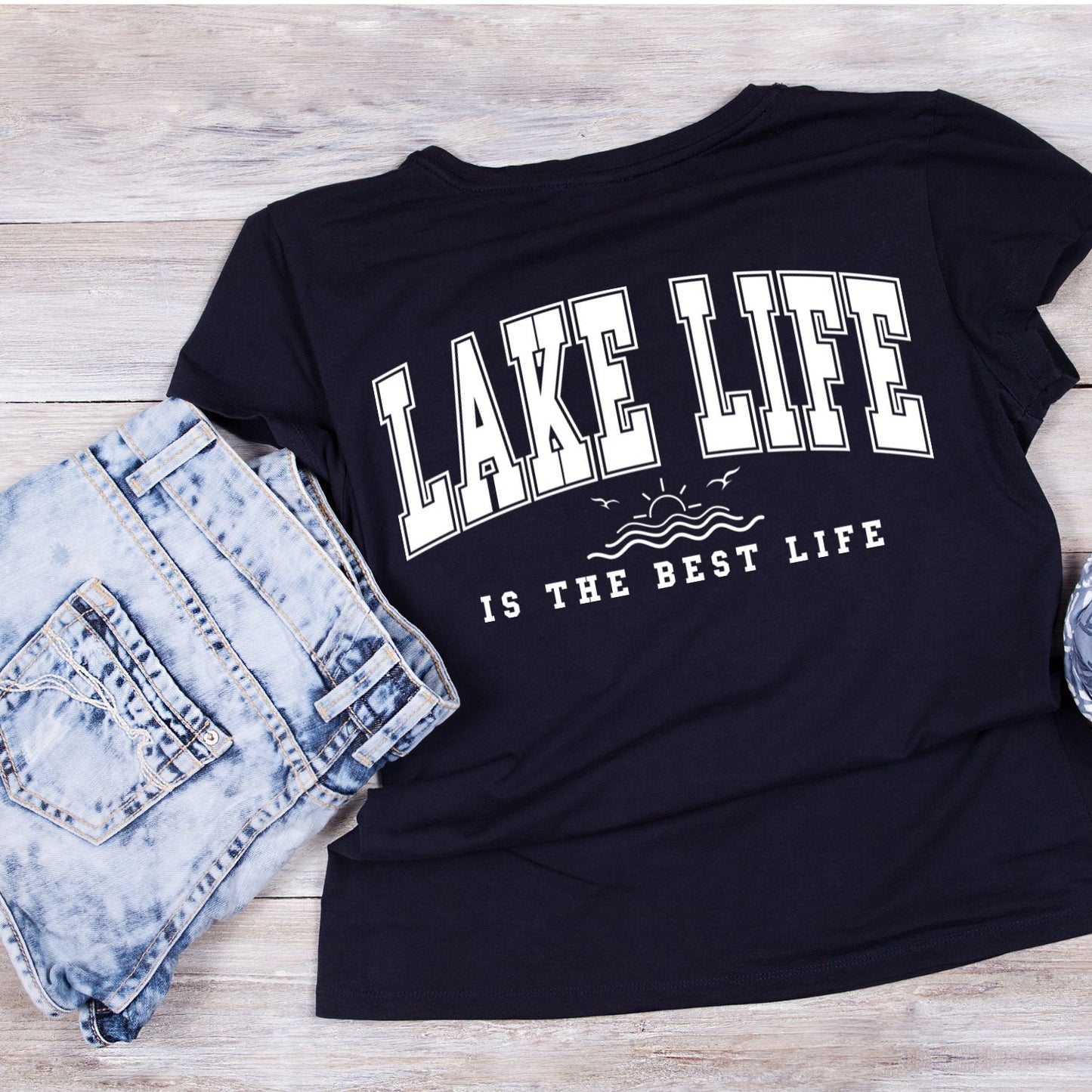Lake Life Is The Best Life Varsity T-Shirt | Summer Graphic Tee | Beach Shirt