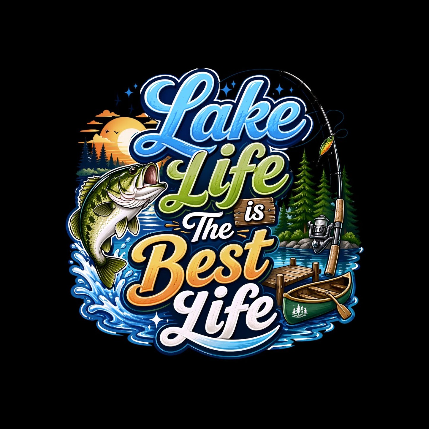 Lake Life Is The Best Life Fishing T-Shirt | Summer Graphic Tee | Beach Shirt
