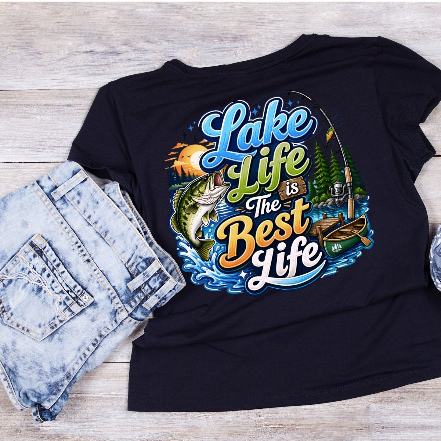 Lake Life Is The Best Life Fishing T-Shirt | Summer Graphic Tee | Beach Shirt
