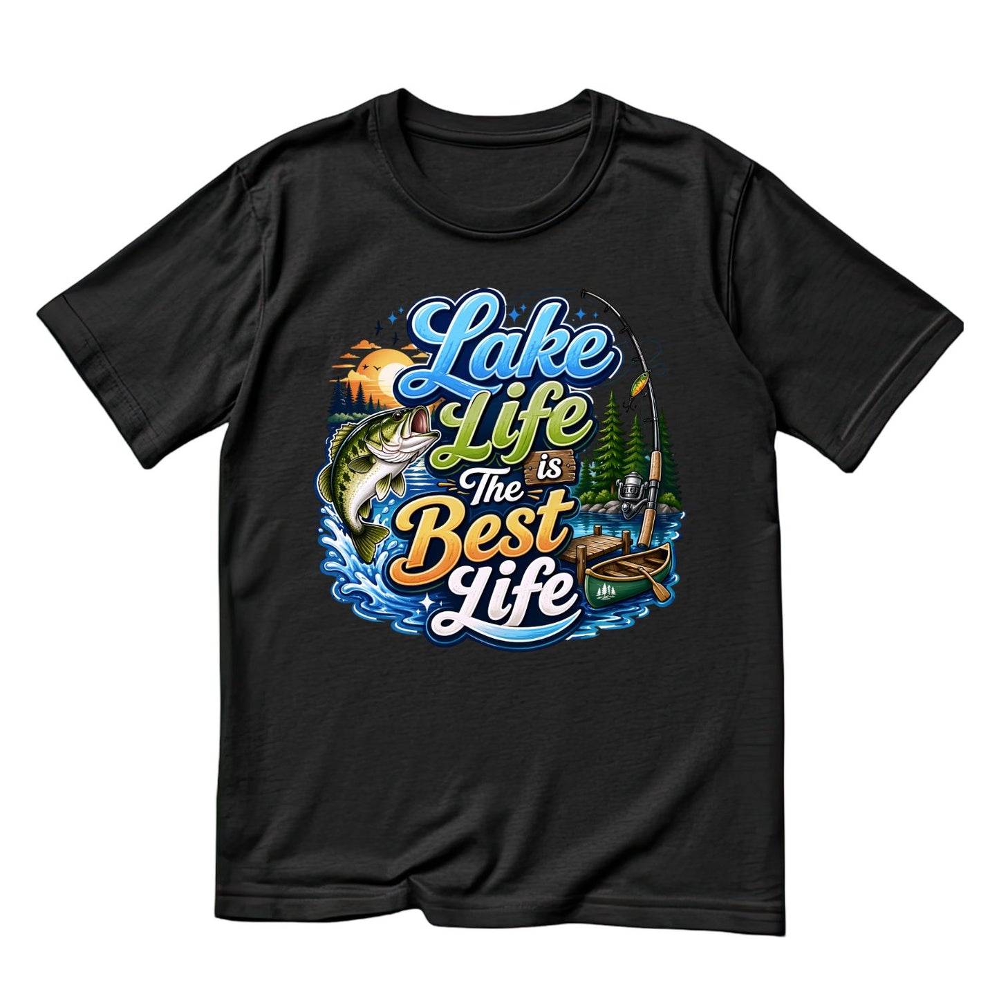 Lake Life Is The Best Life Fishing T-Shirt | Summer Graphic Tee | Beach Shirt