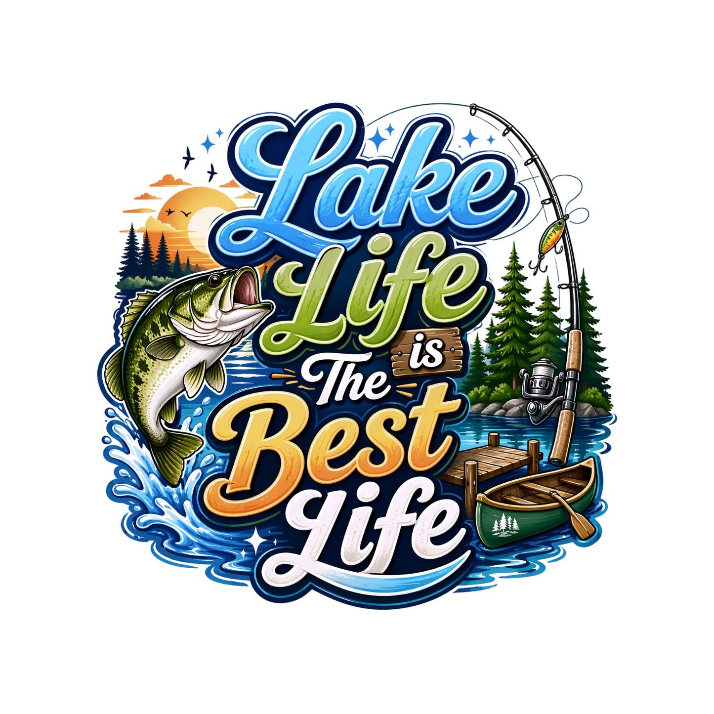 Lake Life Is The Best Life Fishing T-Shirt | Summer Graphic Tee | Beach Shirt