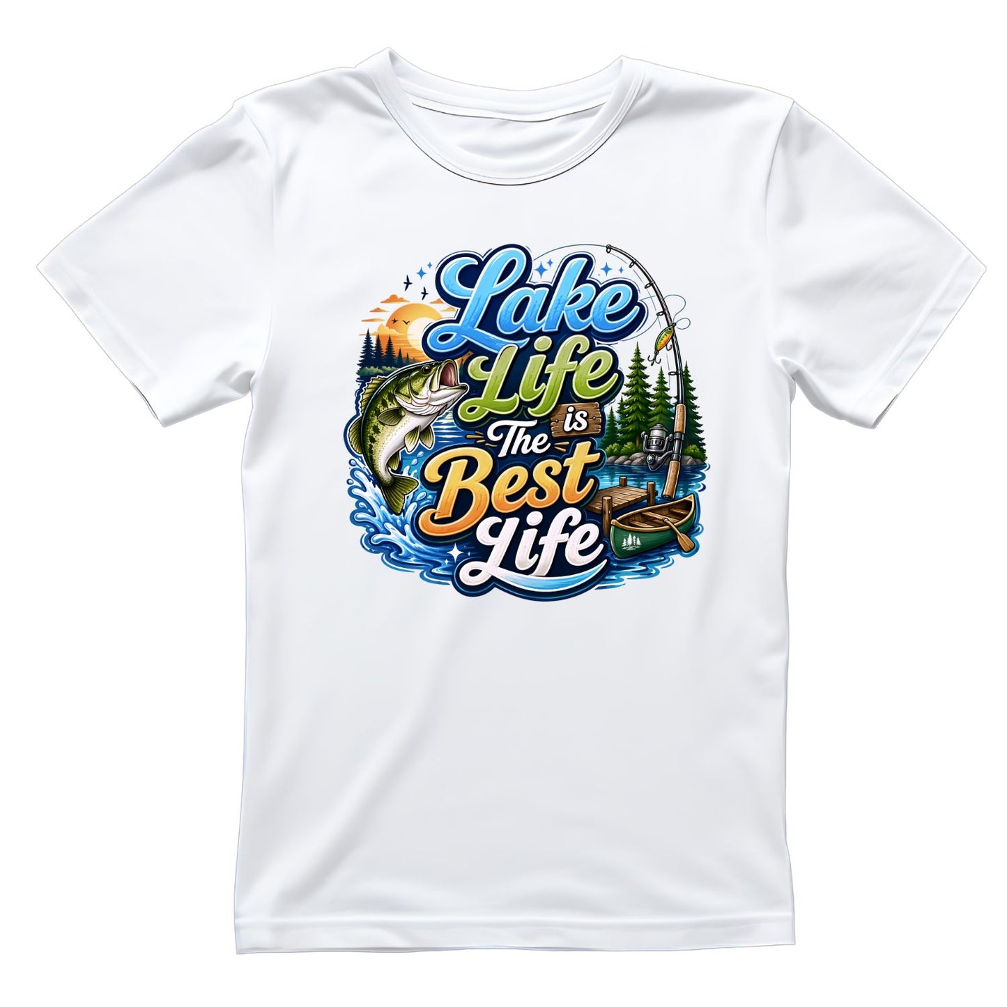 Lake Life Is The Best Life Fishing T-Shirt | Summer Graphic Tee | Beach Shirt