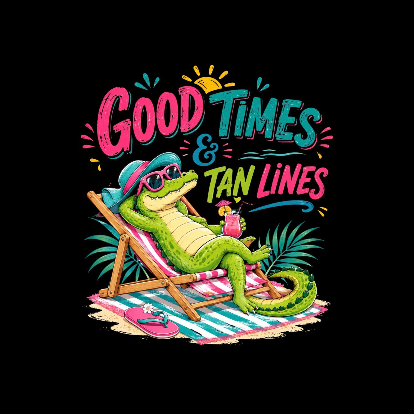 Good Times & Tan Lines Alligator T-Shirt | Summer Graphic Tee | Beach Shirt