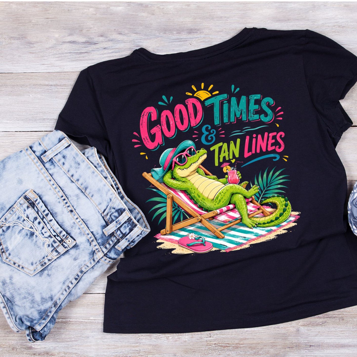 Good Times & Tan Lines Alligator T-Shirt | Summer Graphic Tee | Beach Shirt