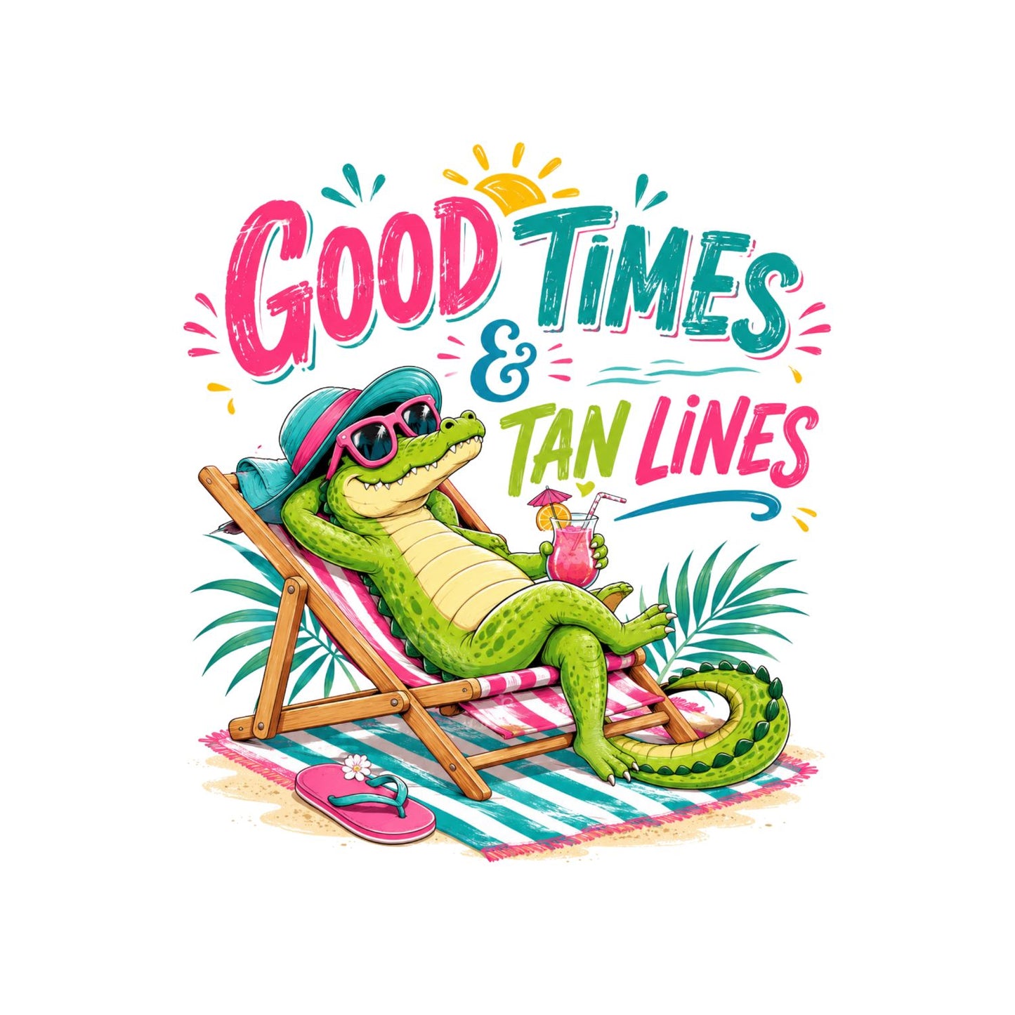 Good Times & Tan Lines Alligator T-Shirt | Summer Graphic Tee | Beach Shirt