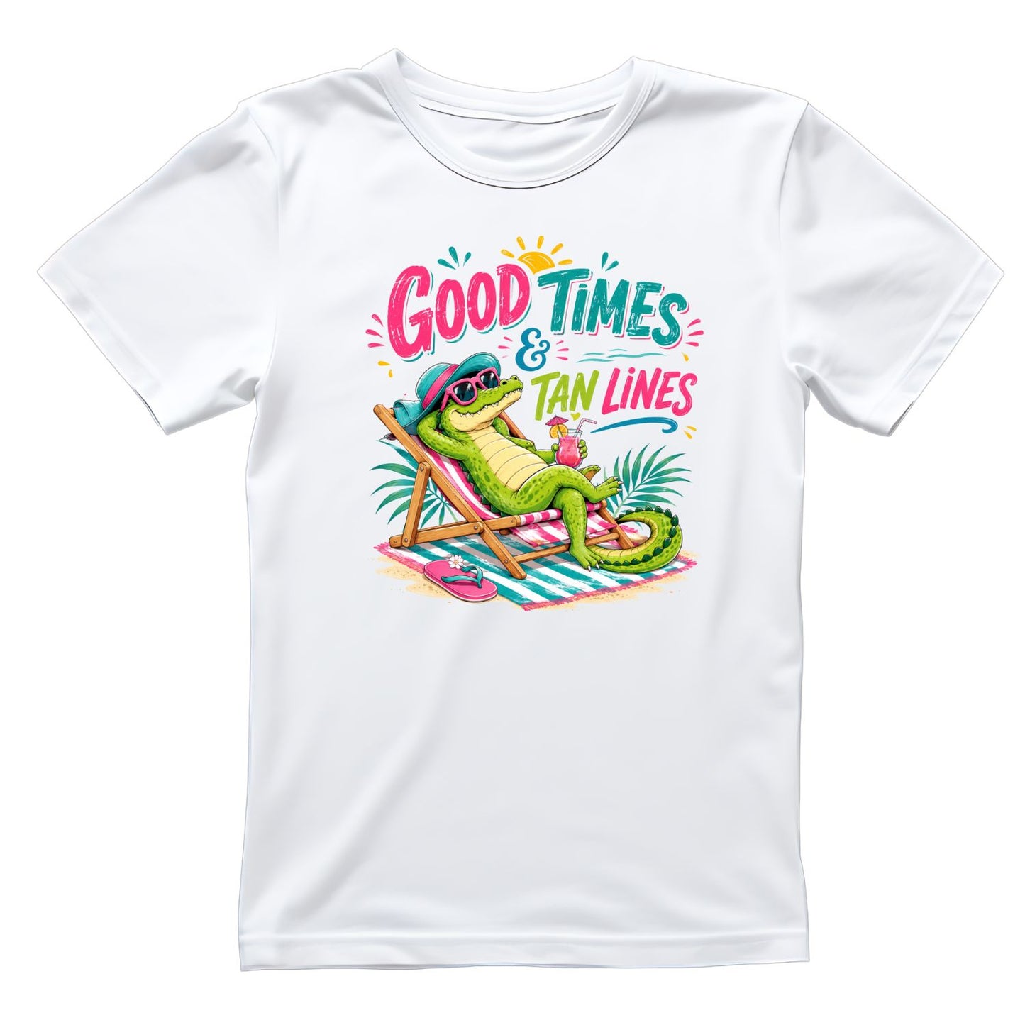 Good Times & Tan Lines Alligator T-Shirt | Summer Graphic Tee | Beach Shirt