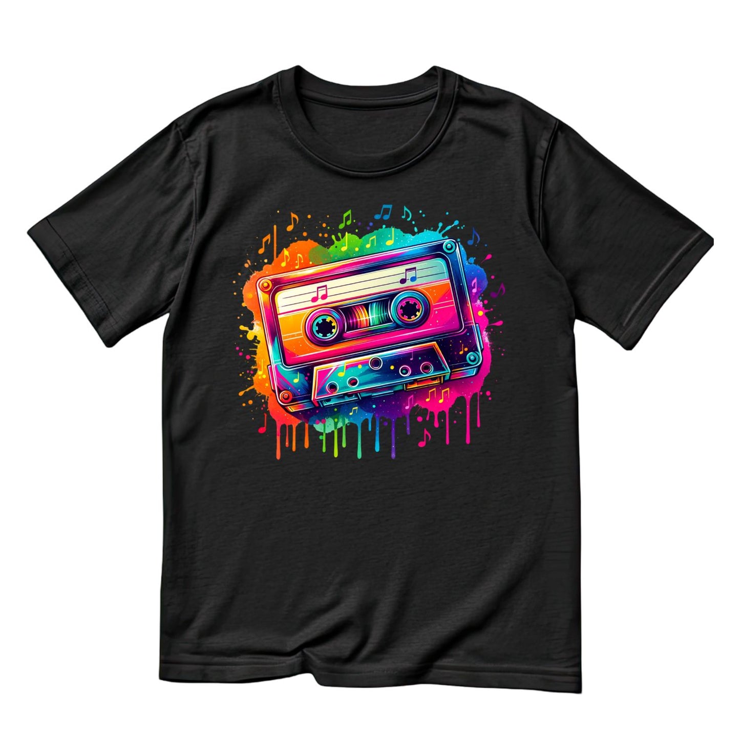 Colour Splash Retro Cassette Tape T-Shirt| Music | Songs