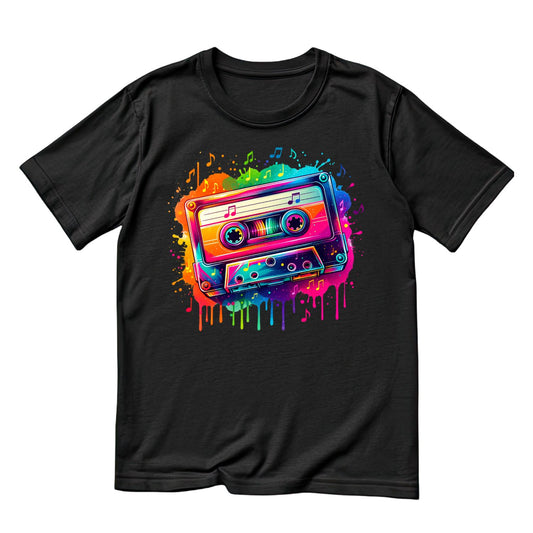 Colour Splash Retro Cassette Tape T-Shirt| Music | Songs