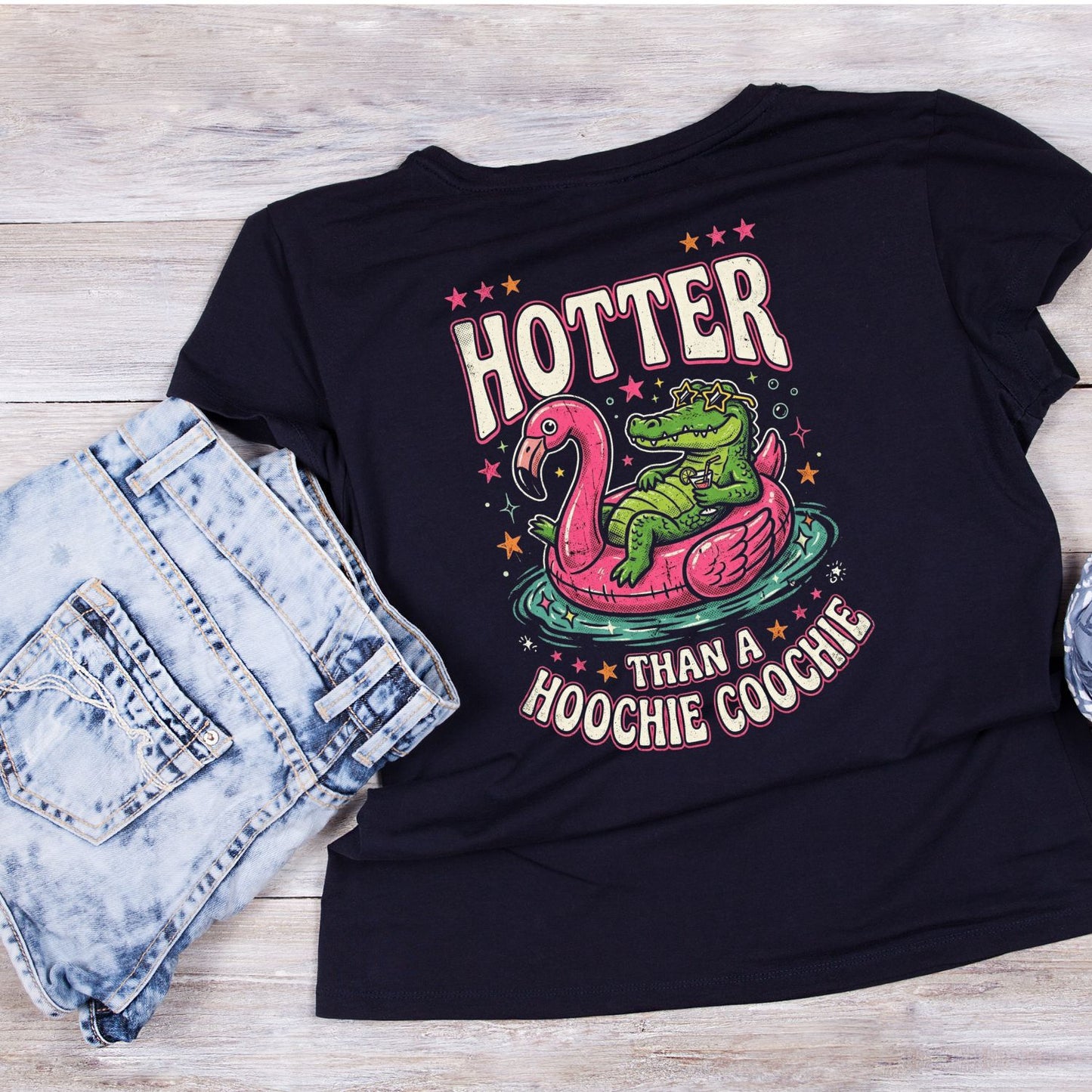 Hotter Than A Hoochie Coochie Crocodile T-Shirt | Summer Graphic Tee | Beach Shirt