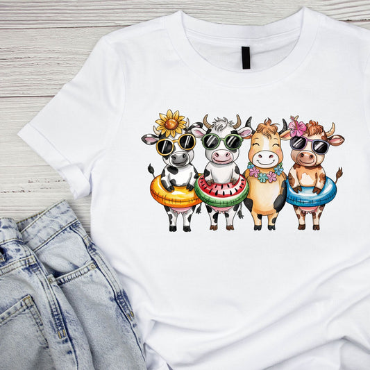 Summer Cows Heading To The Beach T-Shirt | Summer Graphic Tee | Beach Shirt