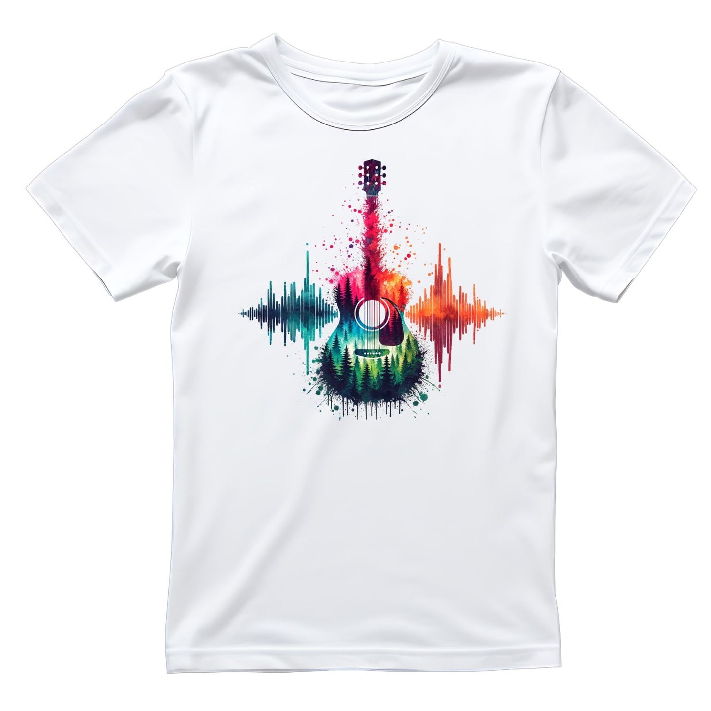 Colour Splash Guitar Forest T-Shirt| Music | Songs | Band