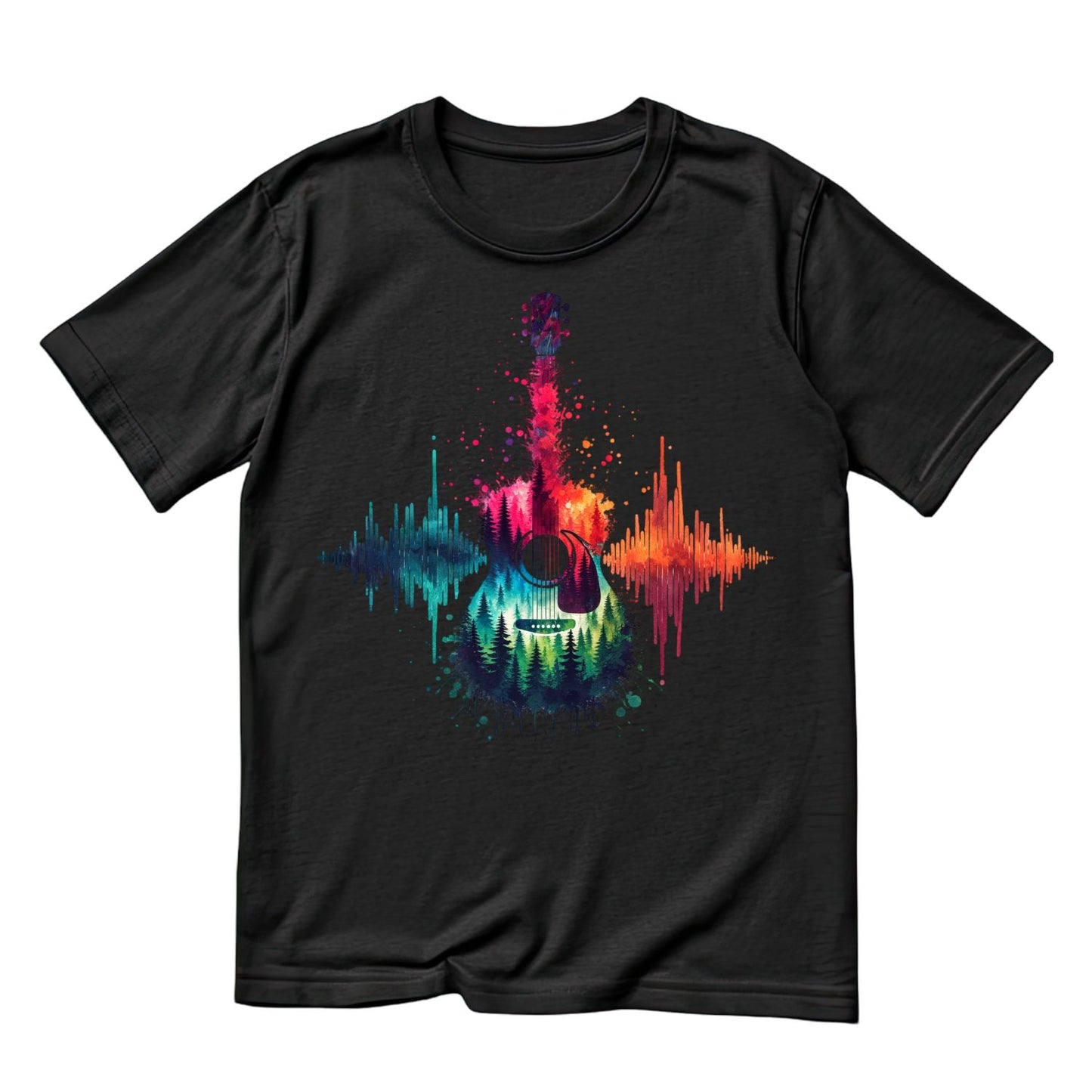 Colour Splash Guitar Forest T-Shirt| Music | Songs | Band