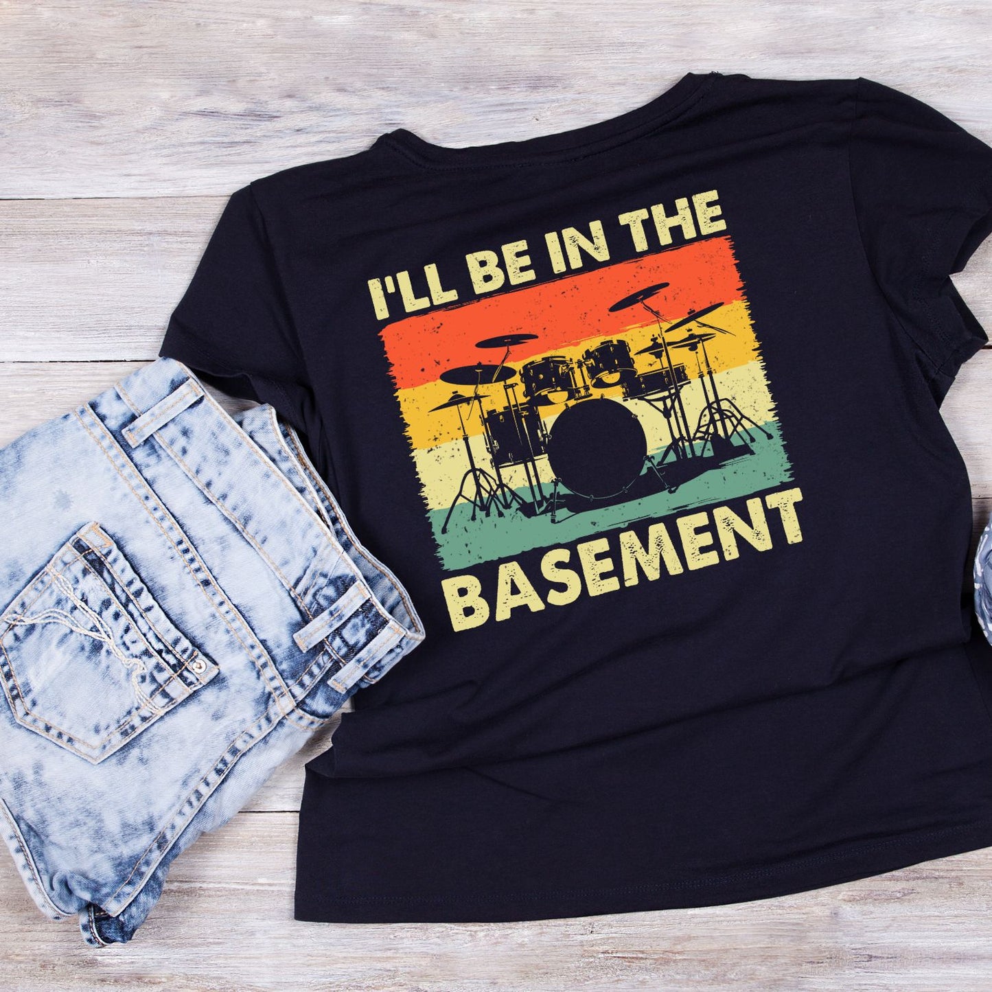 I’ll Be In The Basement Drums T-Shirt| Music | Songs | Band | Graphic Tee