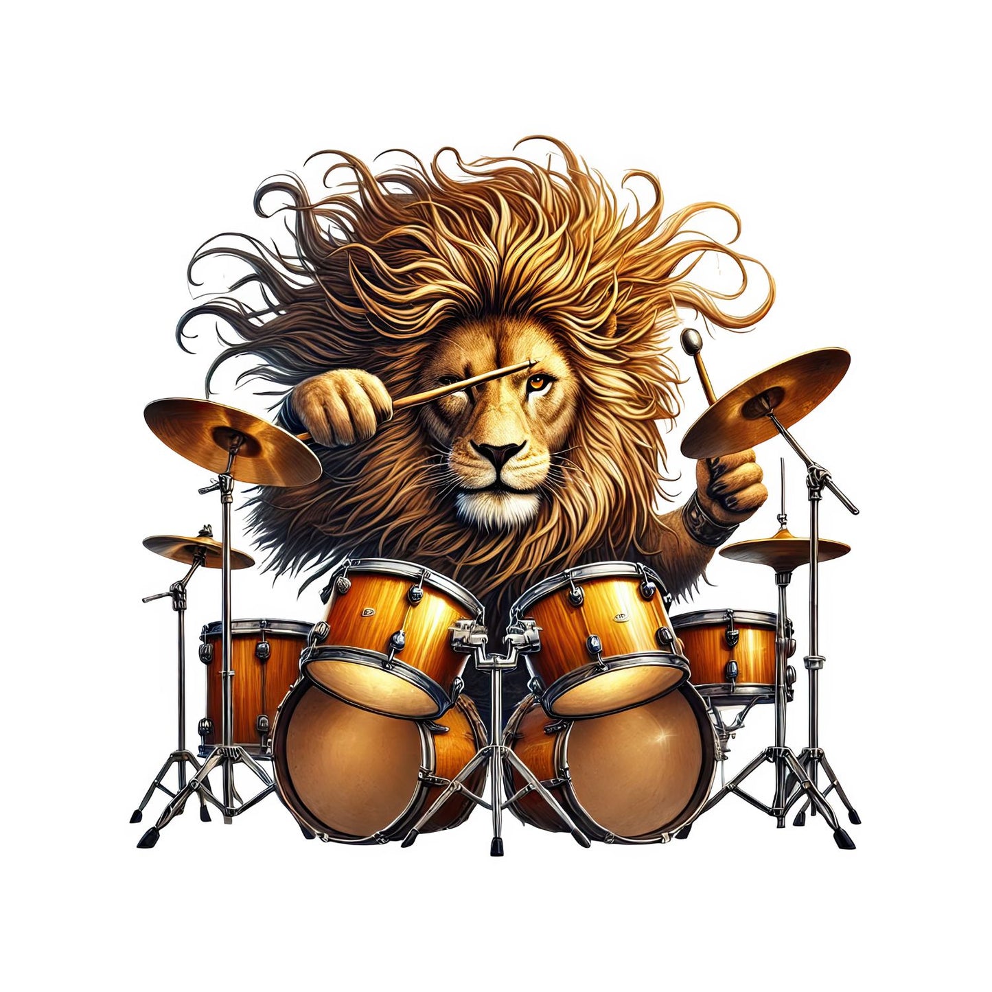Lion Drummer Mohawk Green T-Shirt| Music | Songs | Band| Graphic Tee