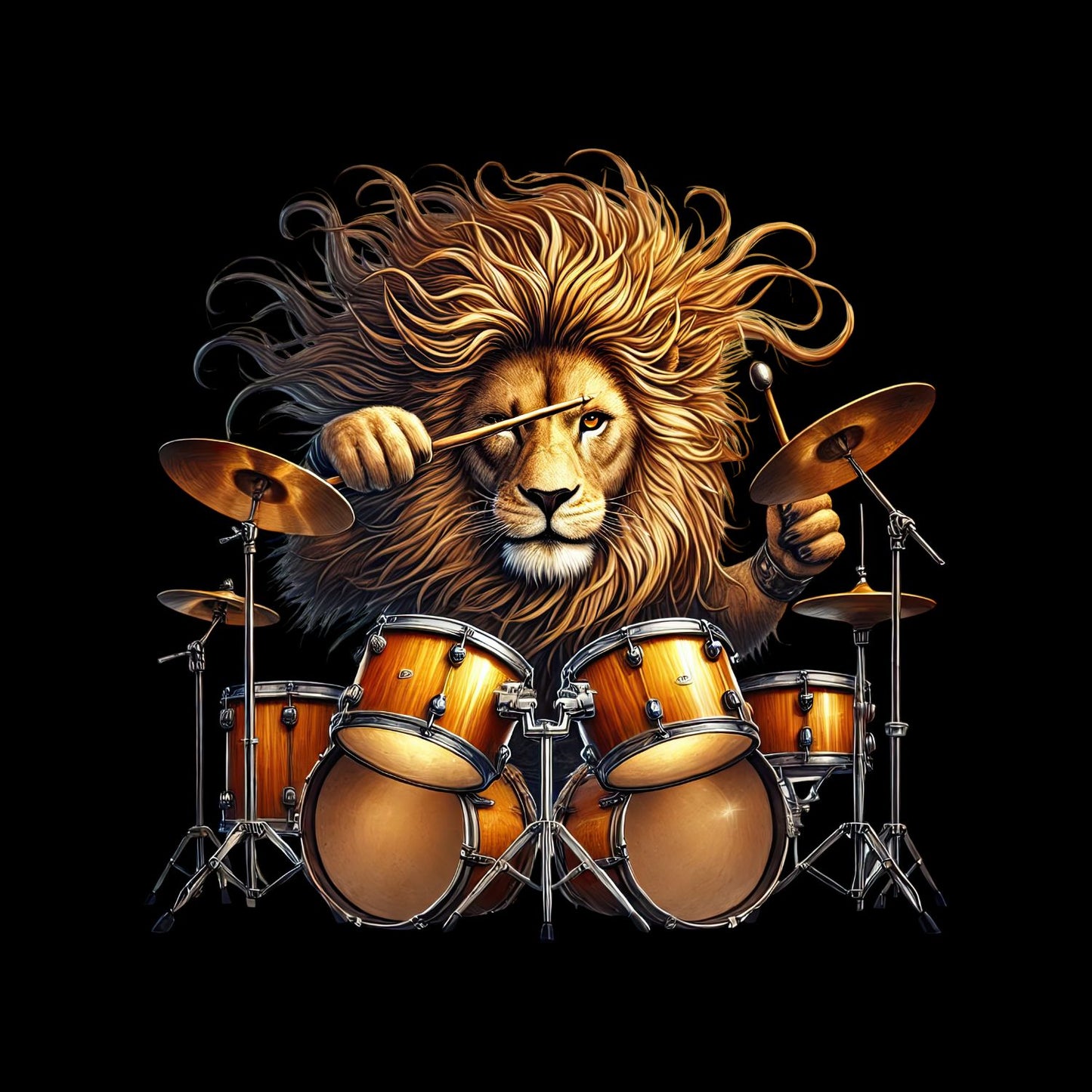 Lion Drummer Mohawk Green T-Shirt| Music | Songs | Band| Graphic Tee