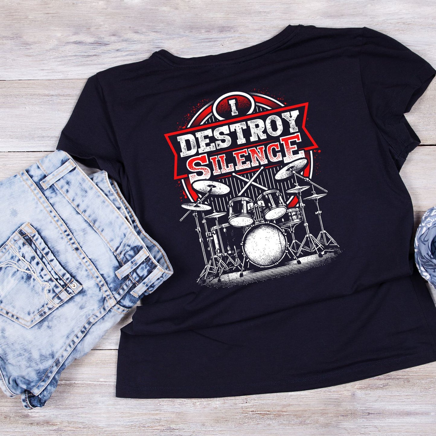 I Destroy Silence T-Shirt | Gift | Drums | Music | Band | Graphic Tee