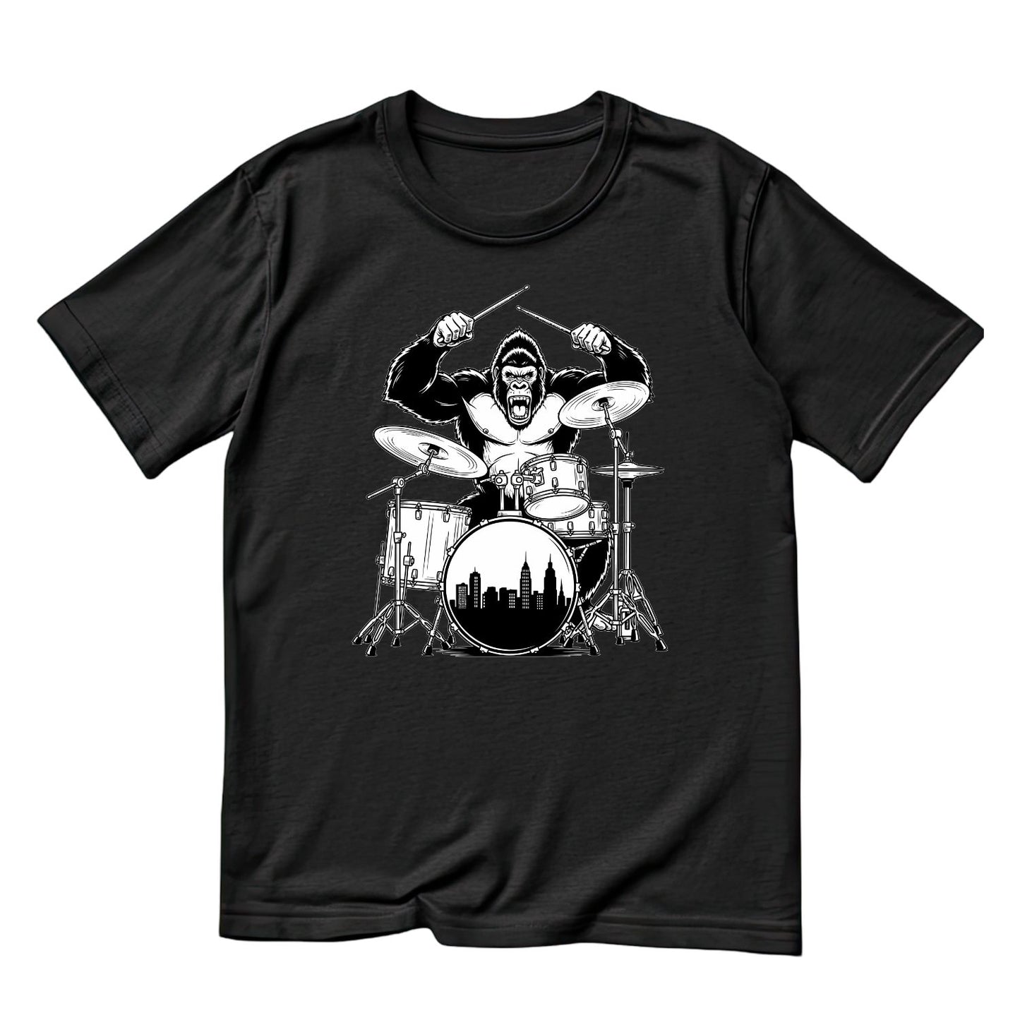 Gorilla Playing Drums City Drum T-Shirt| Music | Songs | Band| Graphic Tee