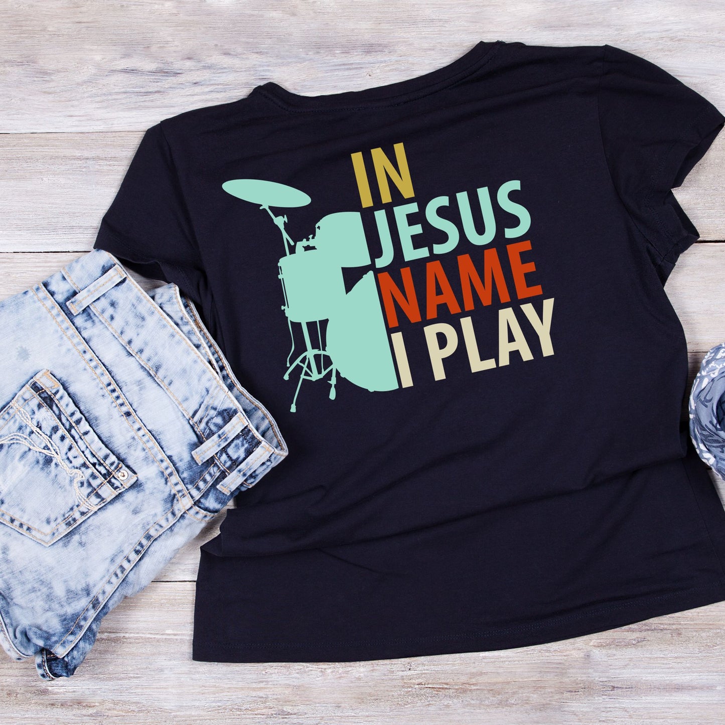 In Jesus Name I Play T-Shirt| Music | Songs | Band| Graphic Tee | Religious