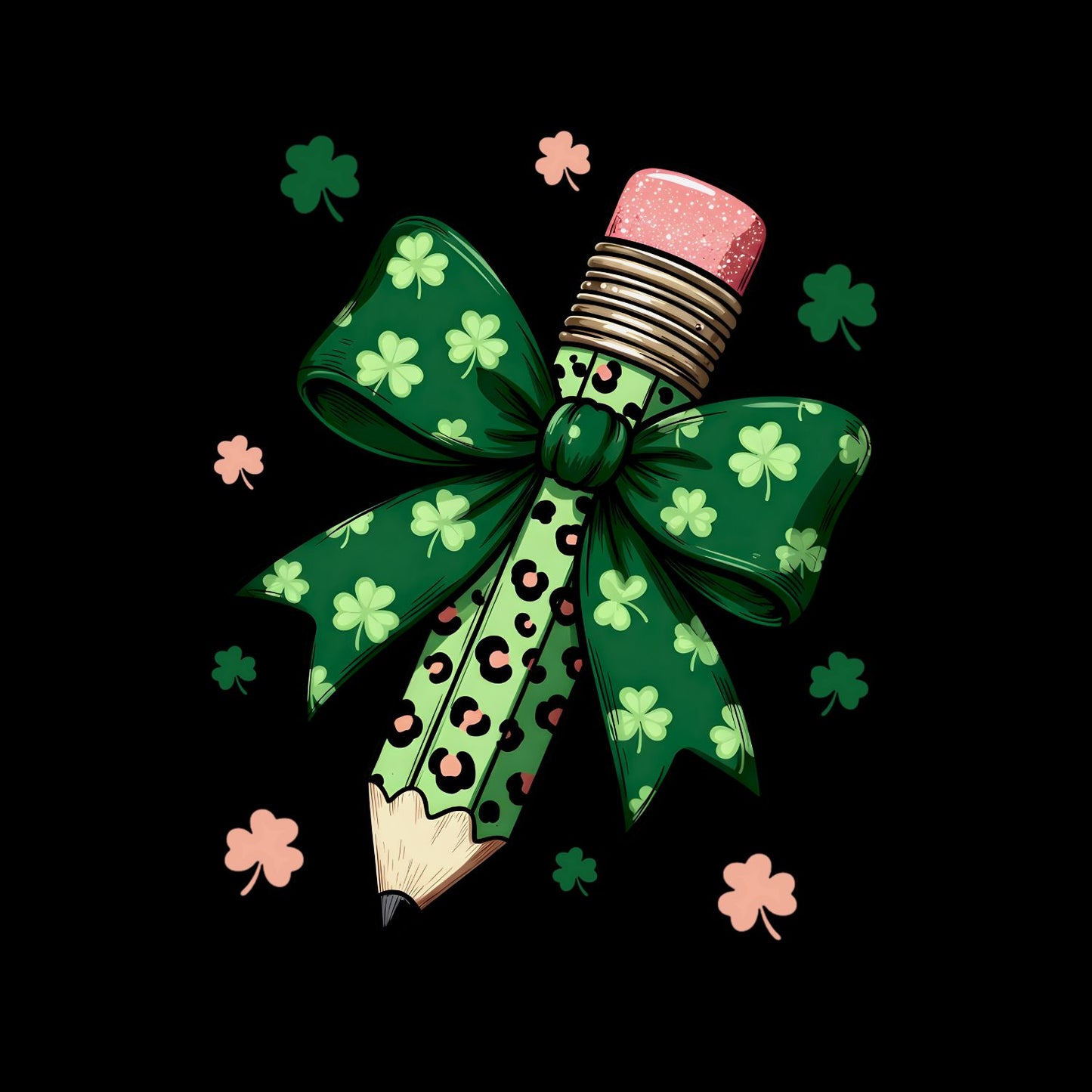 Pencil St. Patrick’s Day Bow T-shirt | St Patrick’s Day T-shirt | Shamrock | Graphic Tee | Printed Shirt | Teacher