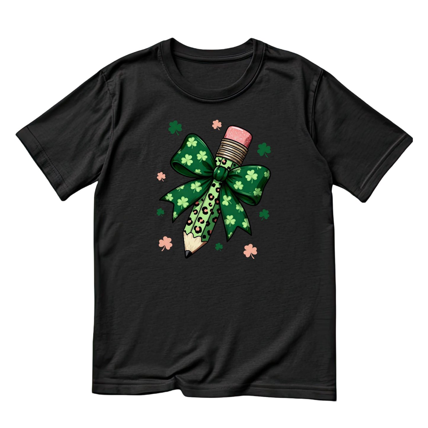 Pencil St. Patrick’s Day Bow T-shirt | St Patrick’s Day T-shirt | Shamrock | Graphic Tee | Printed Shirt | Teacher