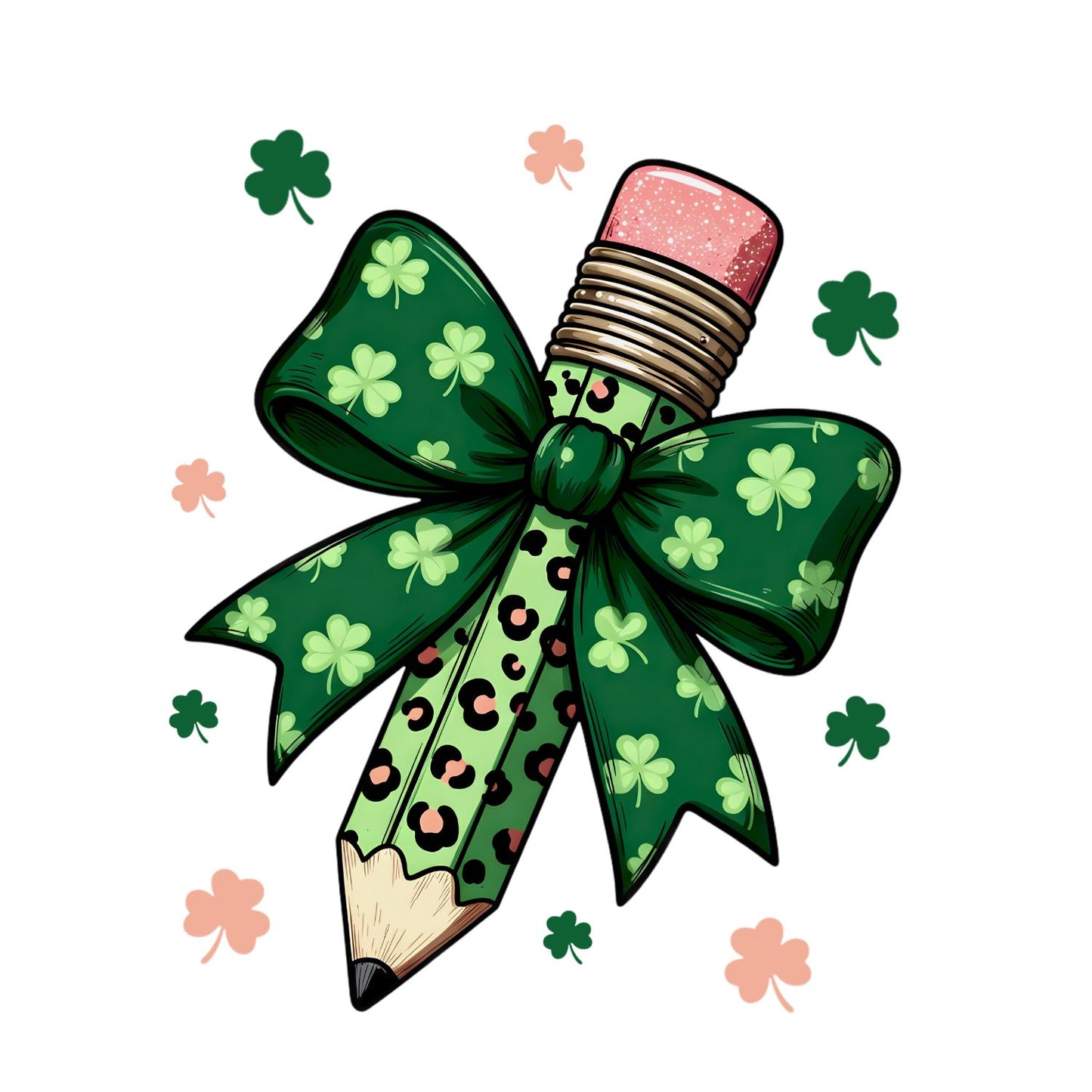 Pencil St. Patrick’s Day Bow T-shirt | St Patrick’s Day T-shirt | Shamrock | Graphic Tee | Printed Shirt | Teacher