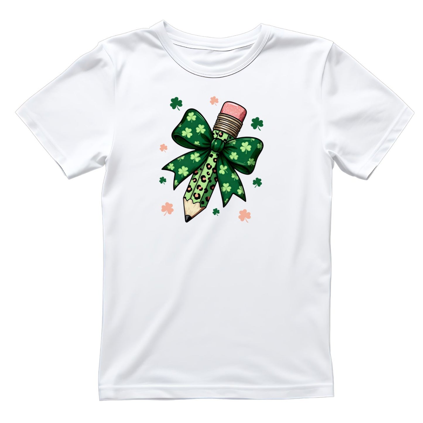 Pencil St. Patrick’s Day Bow T-shirt | St Patrick’s Day T-shirt | Shamrock | Graphic Tee | Printed Shirt | Teacher