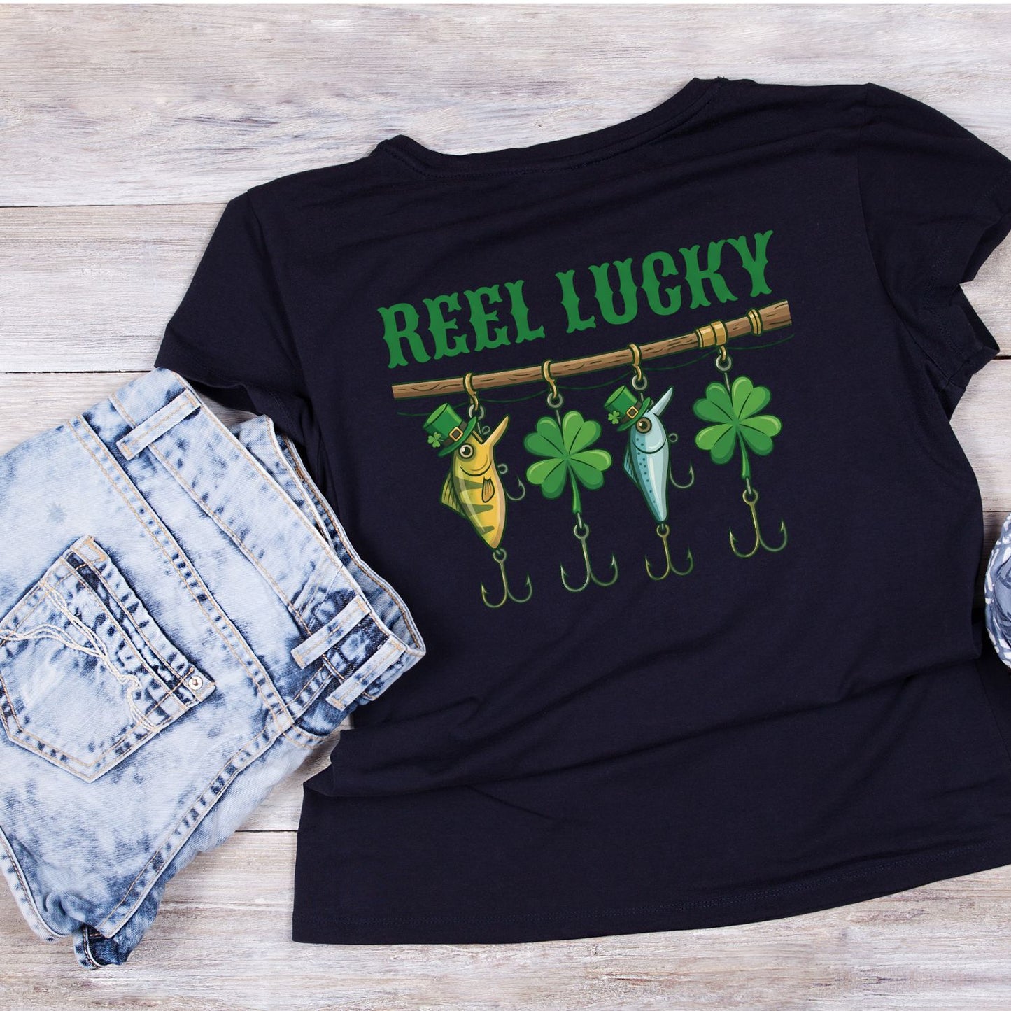 Reel Lucky Fishing Lures T-shirt | St Patrick’s Day T-shirt | Shamrock | Graphic Tee | Printed Shirt