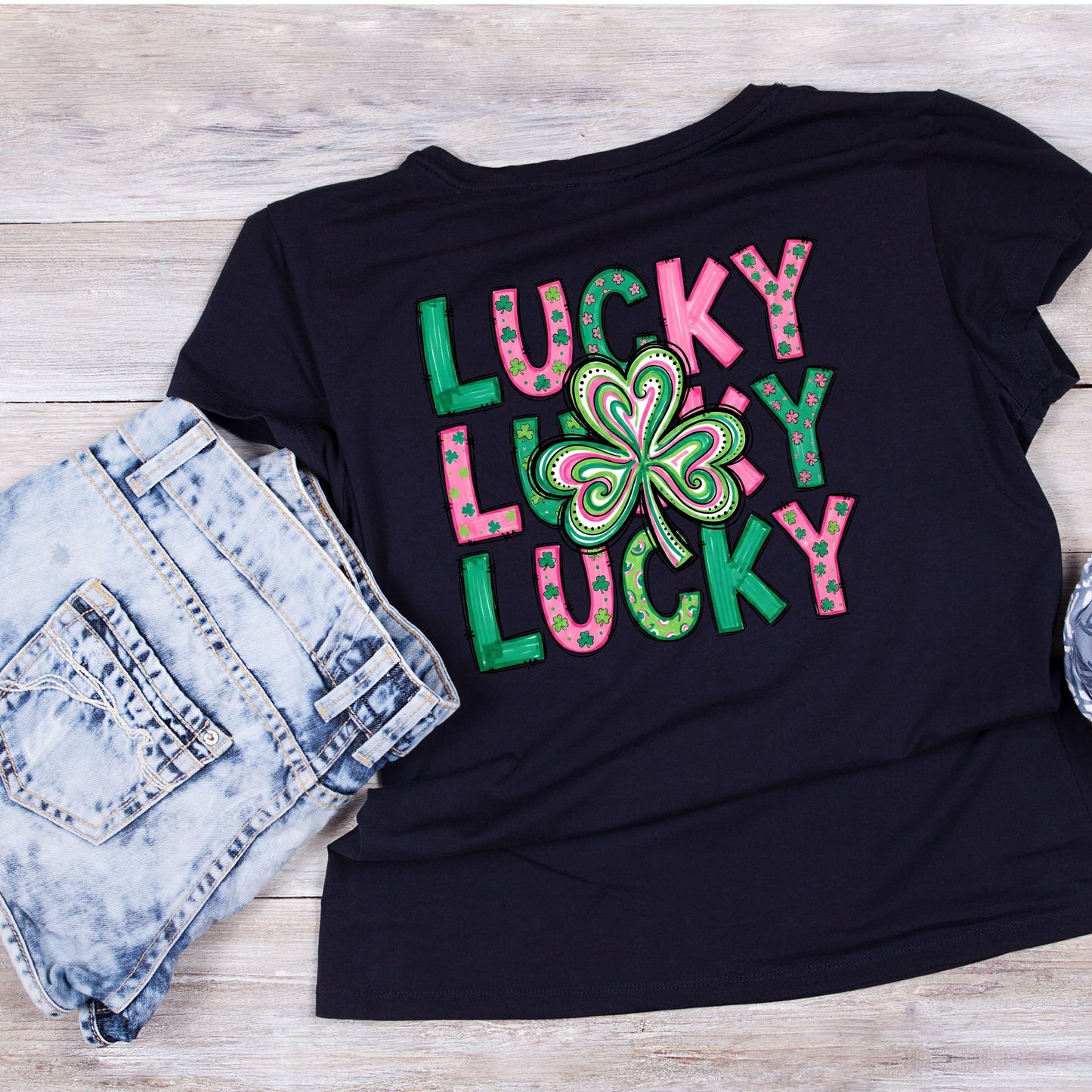 Stacked In Luck Lucky Lucky Lucky T-shirt | St Patrick’s Day T-shirt | Shamrock | Graphic Tee | Printed Shirt
