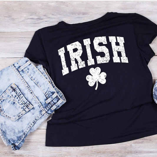 Clover Campus Irish Varsity T-shirt | St Patrick’s Day T-shirt | Shamrock | Graphic Tee | Printed Shirt